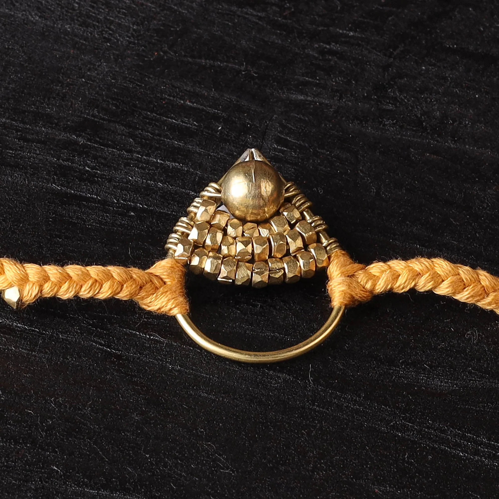 Yellow - Handcrafted Tribal Dokra Brass Thread Rakhi 54 - Image 2