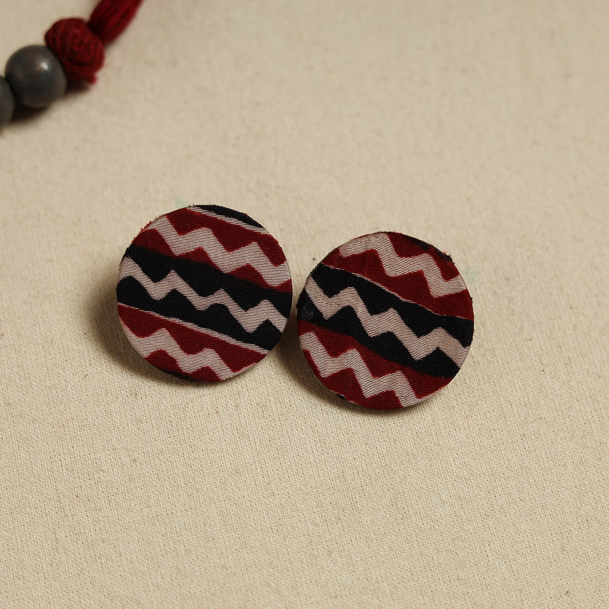 Handcrafted Wooden Beads Fabart Necklace Set 45 - Image 3