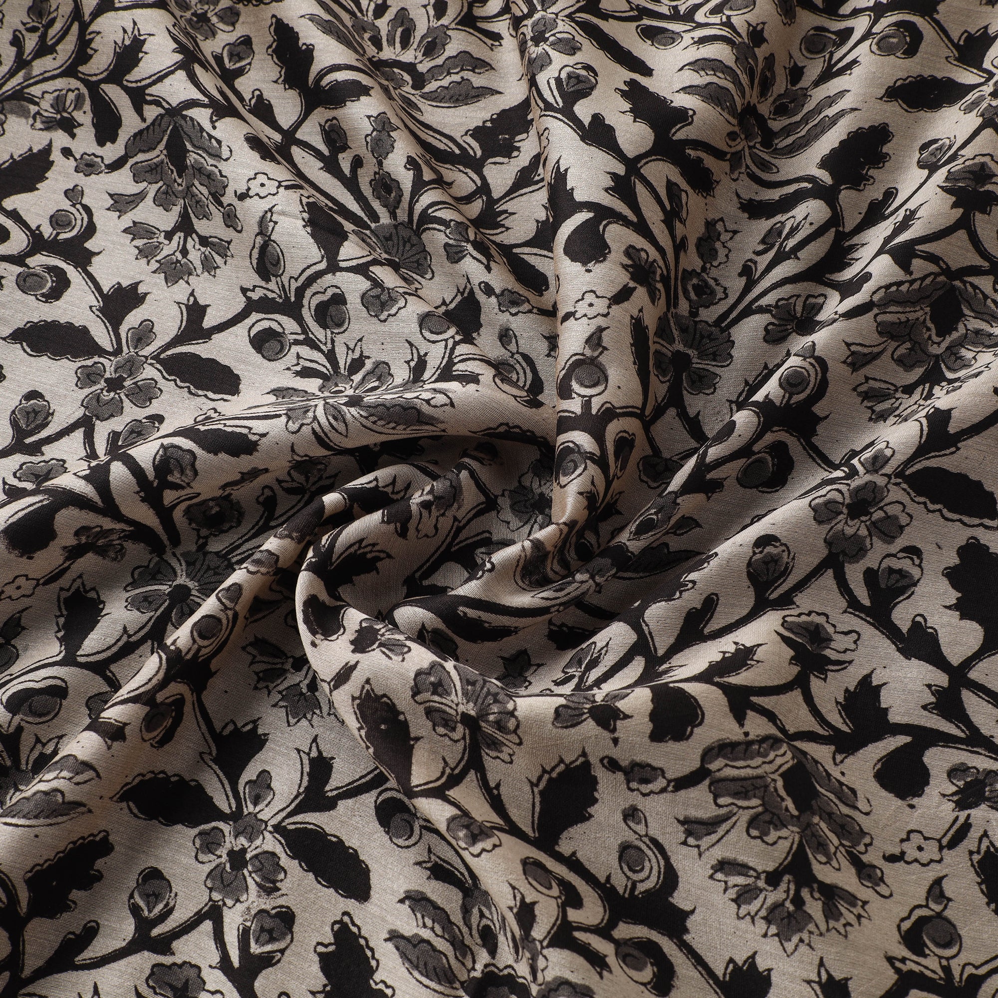 Beige - Handloom Chanderi Silk Natural Dyed Block Print Pedana Kalamkari Fabric 08 - Image 3
