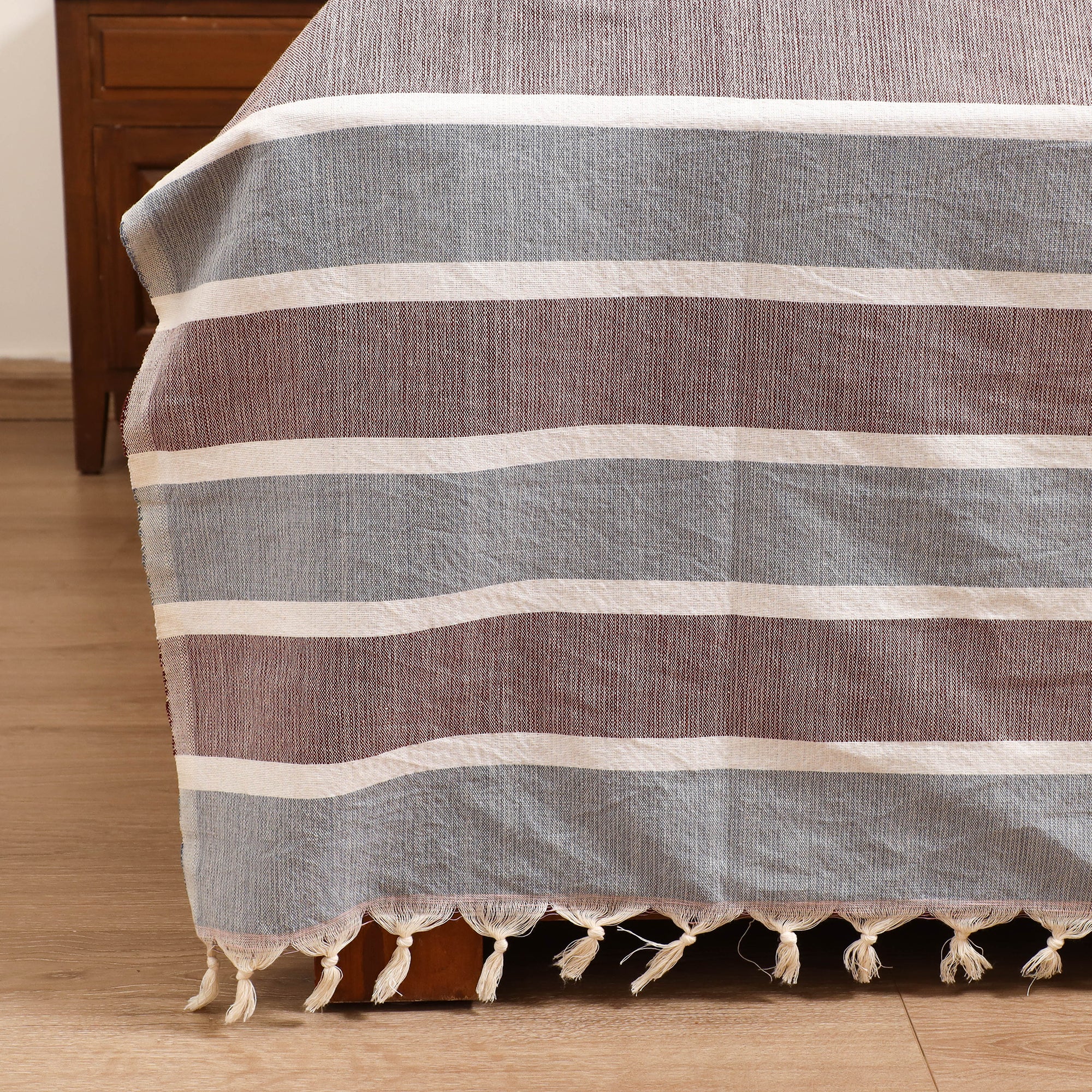 Handloom Cotton Double Bedsheet (108 x 90 in) 66 - Image 3