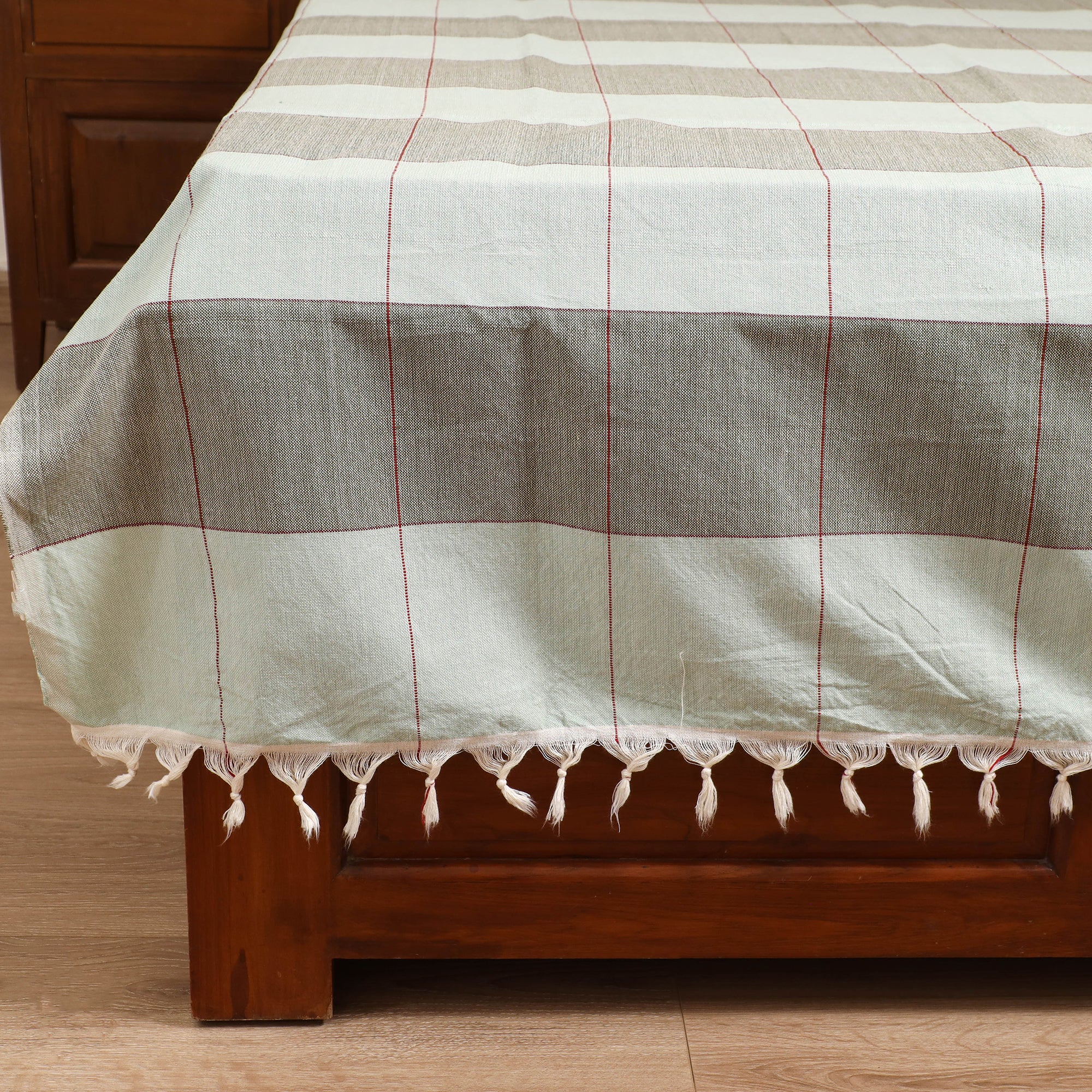 Handloom Cotton Double Bedsheet (90 x 90 in) 178 - Image 3