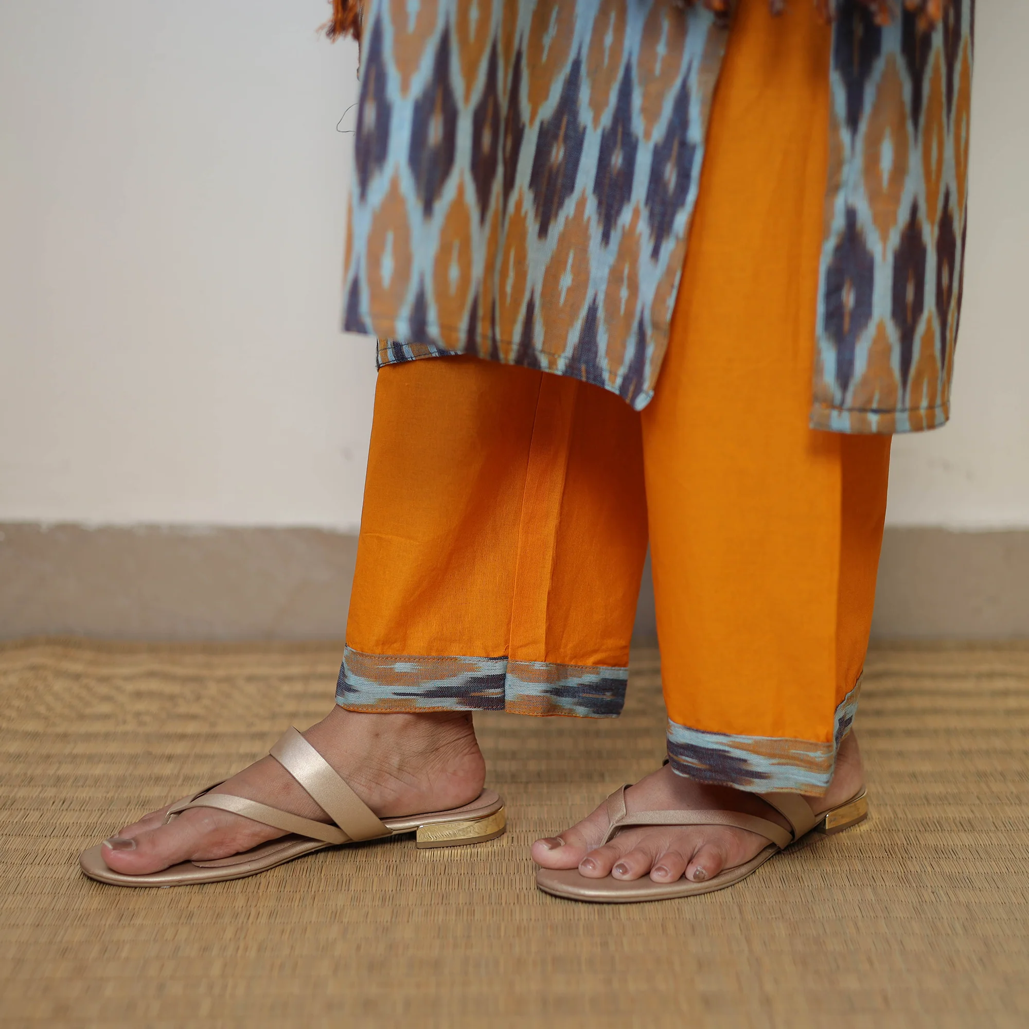 Multicolor - Handloom Cotton Pochampally Ikat Kurta Set 14 - Image 6