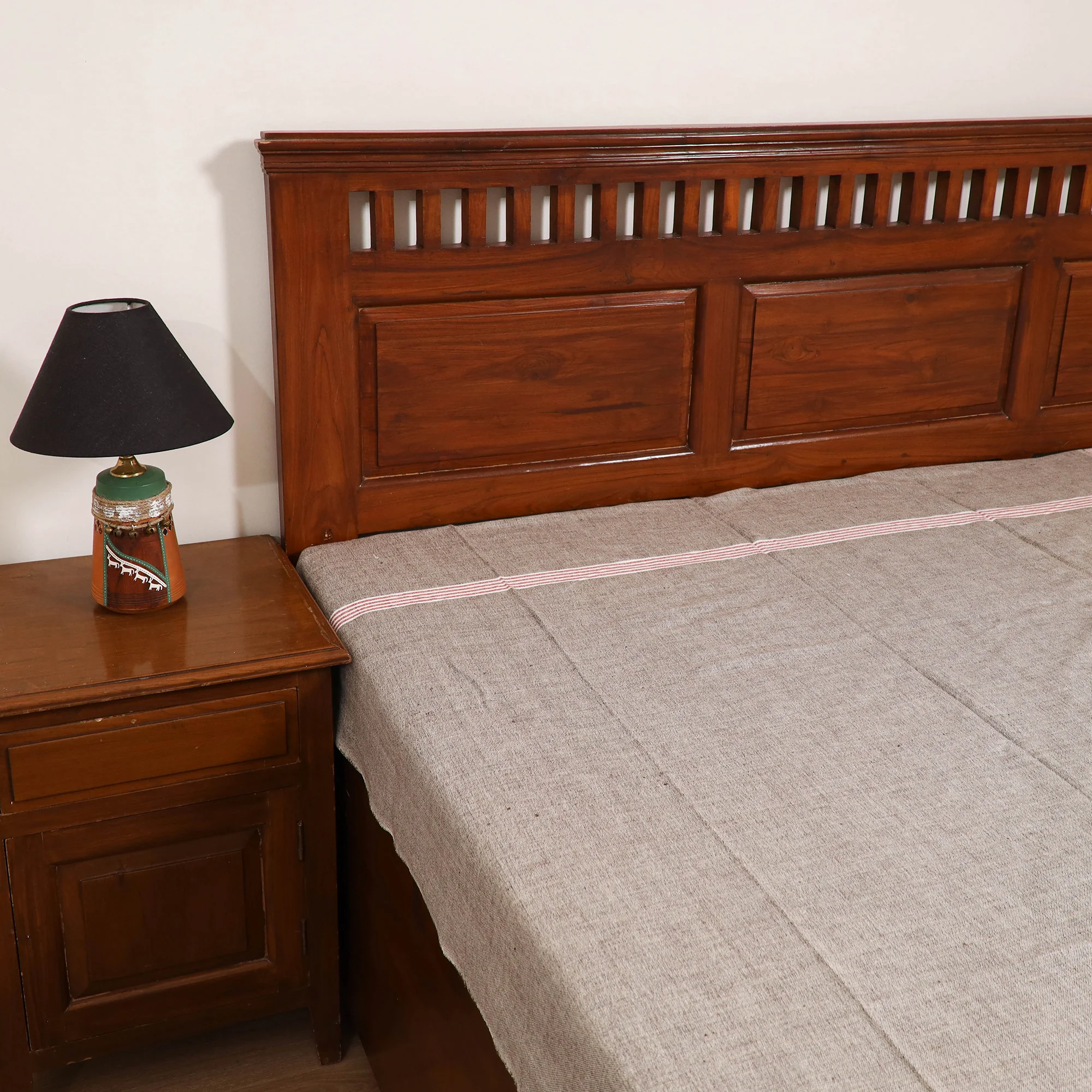 Handloom Cotton Single Bedsheet (90 x 60 in) 185 - Image 2