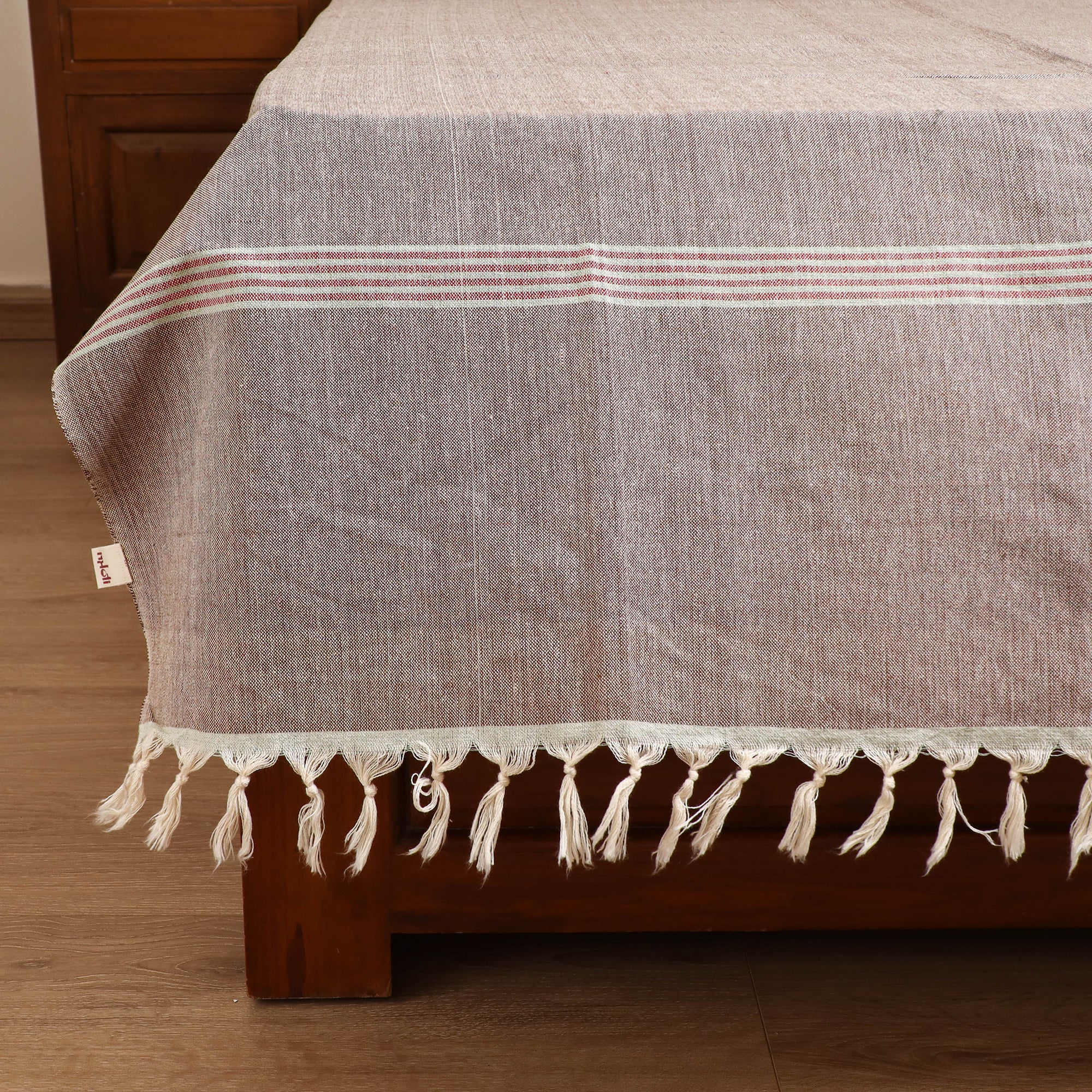 Handloom Cotton Single Bedsheet (90 x 60 in) 211 - Image 4
