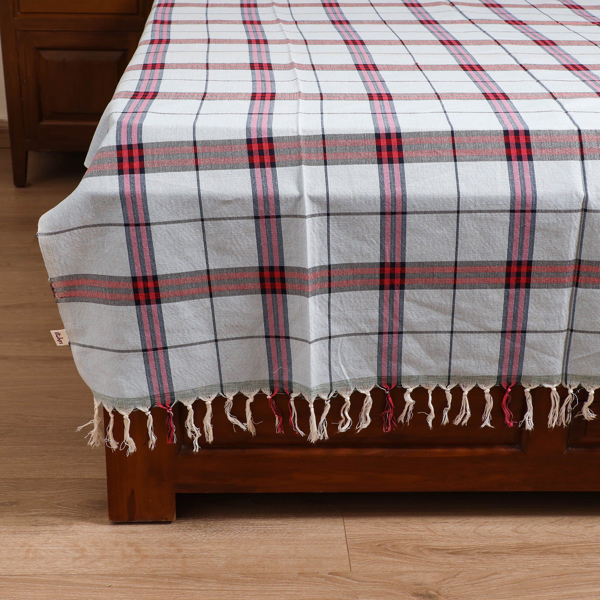 Handloom Cotton Single Bedsheet (90 x 60 in) 227 - Image 4