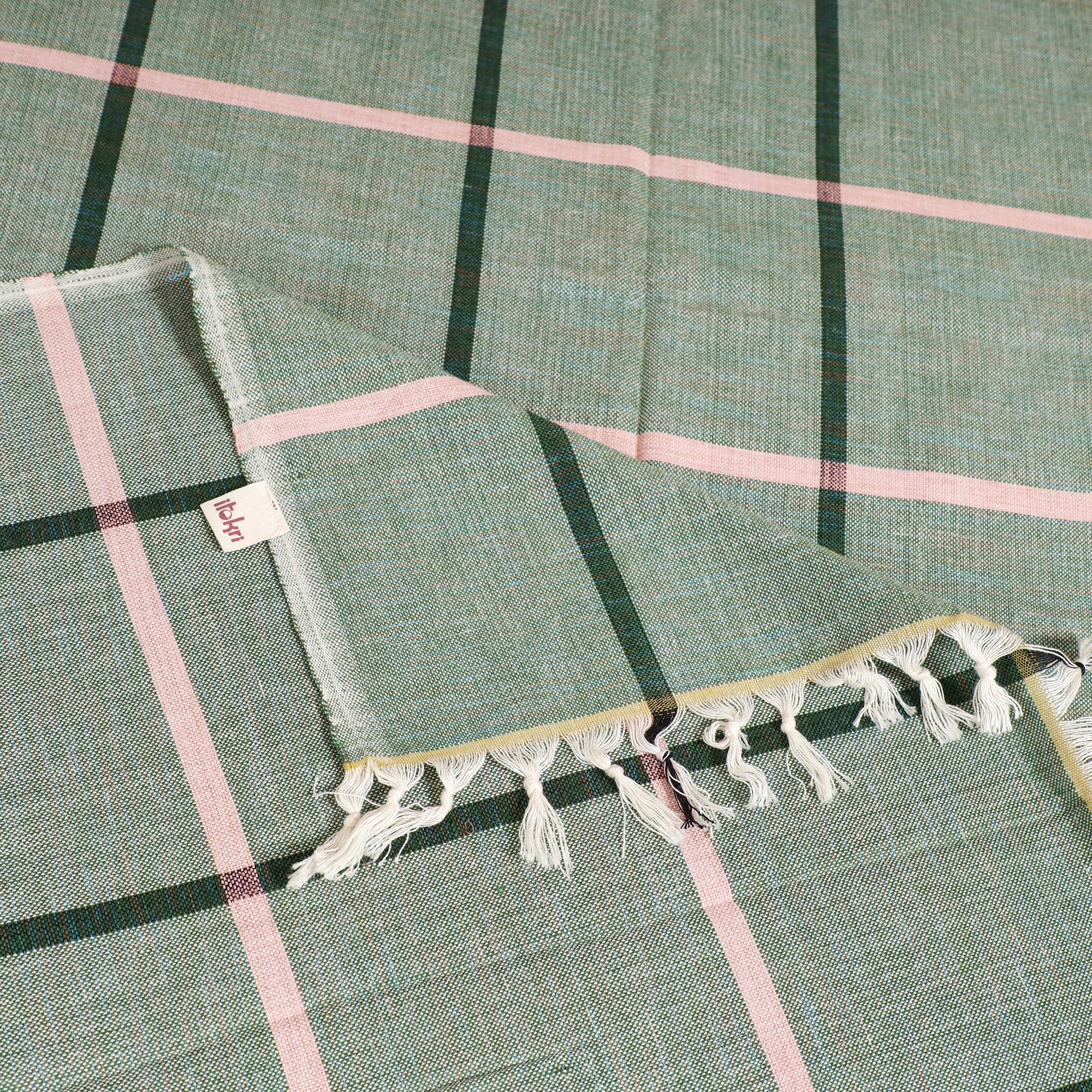 Handloom Cotton Single Bedsheet (90 x 60 in) 257 - Image 3