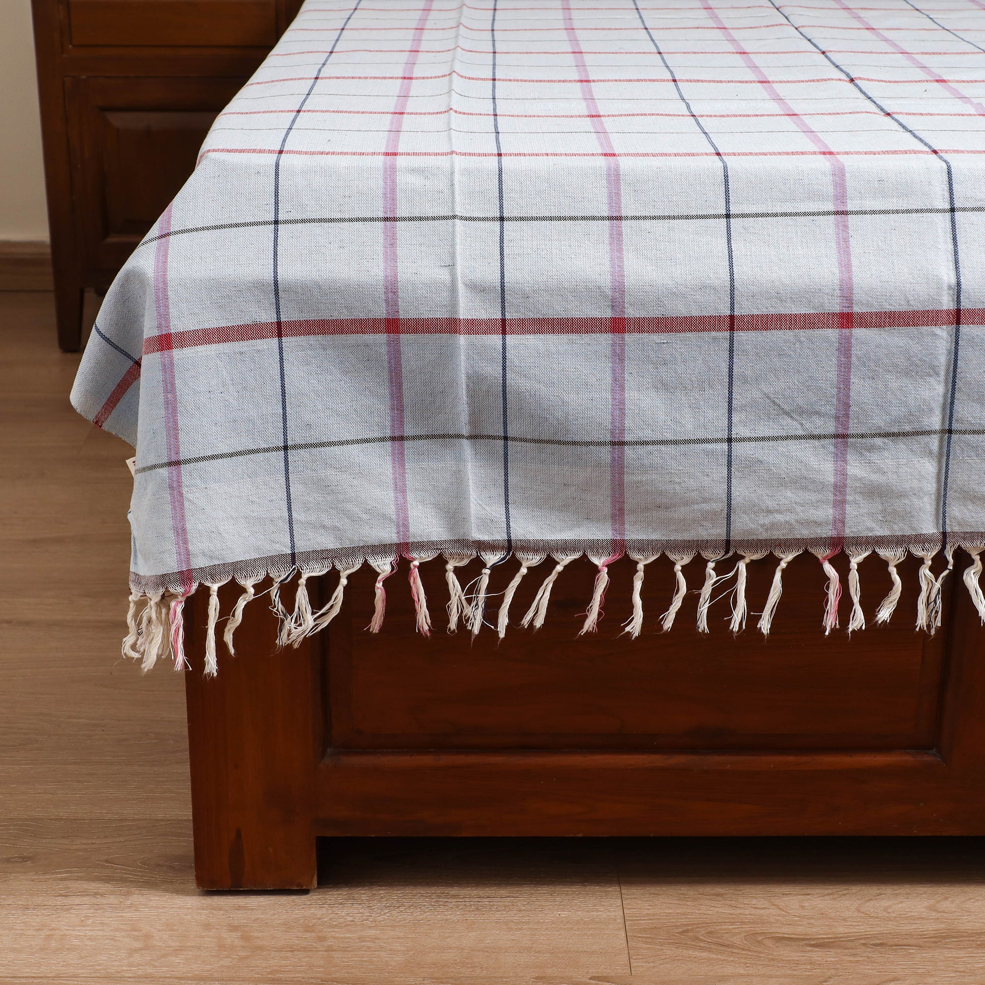 Handloom Cotton Single Bedsheet (90 x 60 in) 258 - Image 4