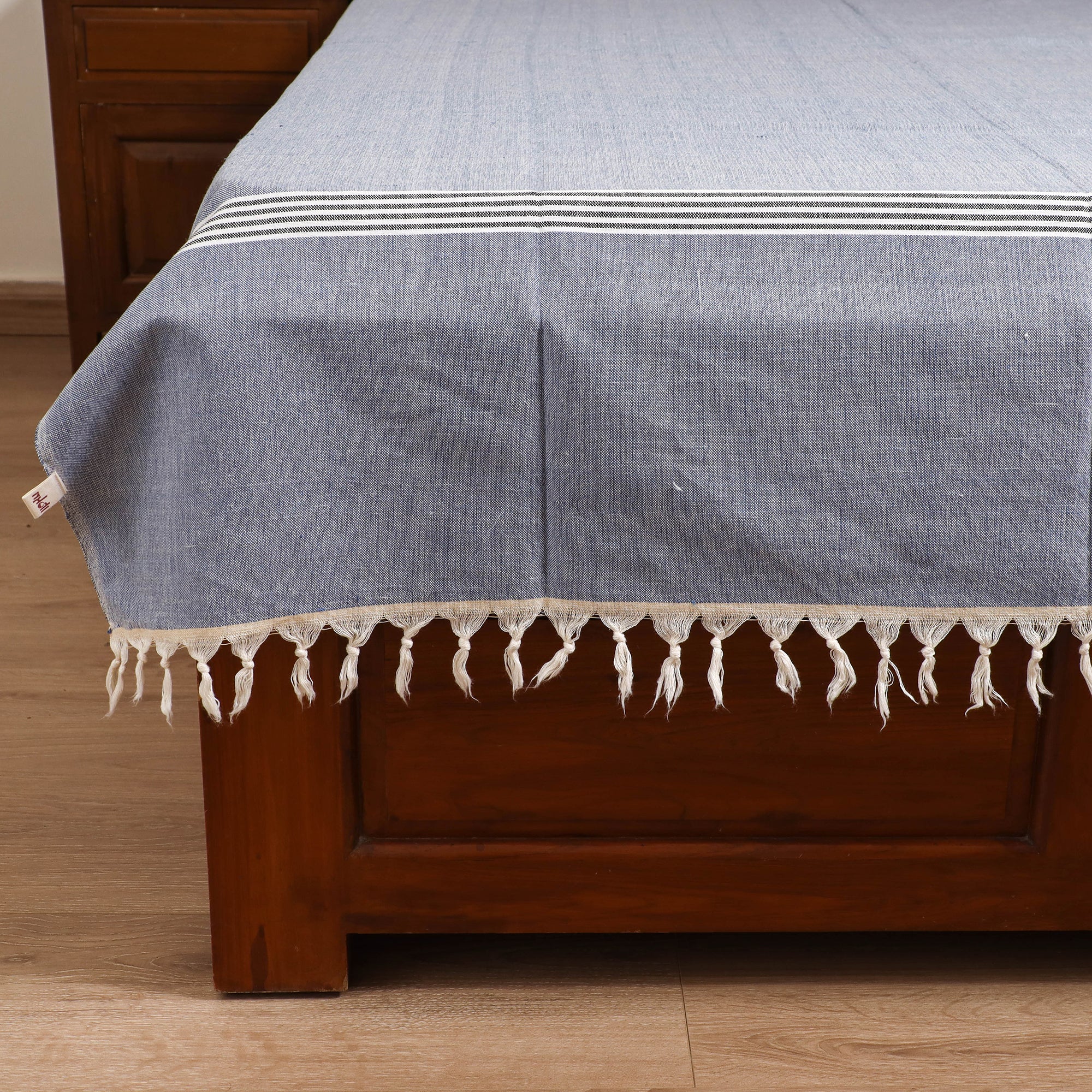 Handloom Cotton Single Bedsheet (90 x 60 in) 260 - Image 4