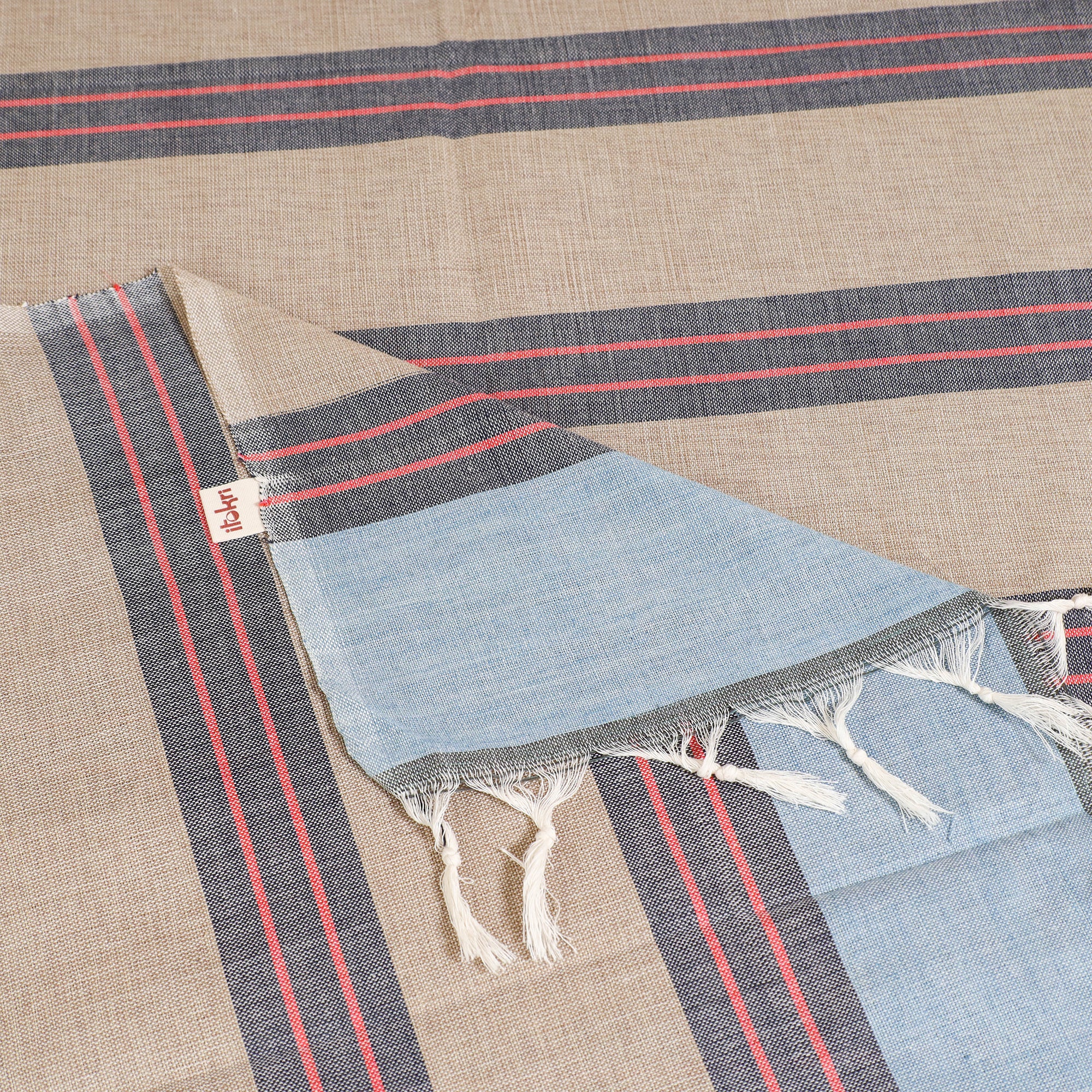 Handloom Cotton Single Bedsheet (90 x 60 in) 288 - Image 3