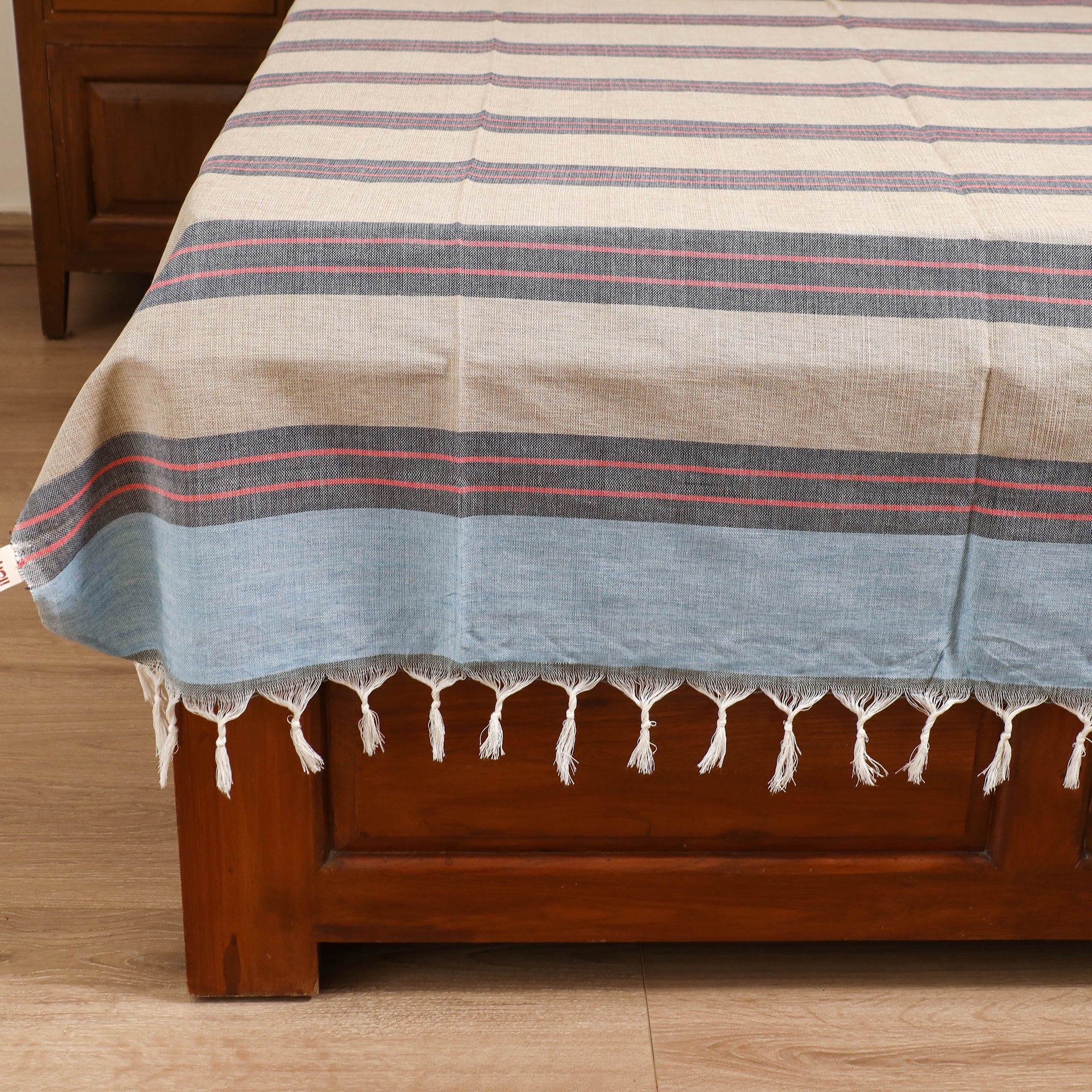 Handloom Cotton Single Bedsheet (90 x 60 in) 288 - Image 4