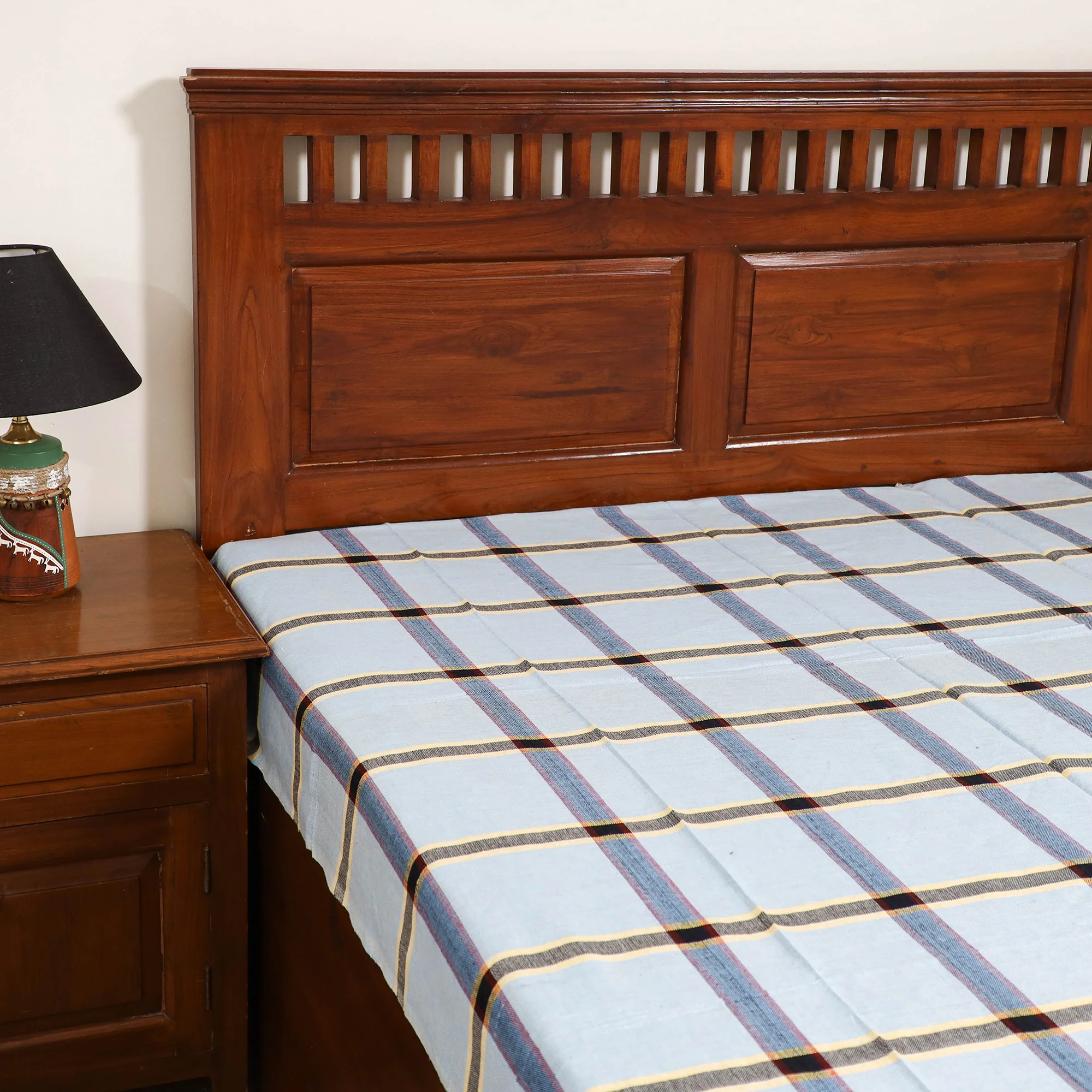 Handloom Cotton Single Bedsheet (90 x 60 in) 290 - Image 2