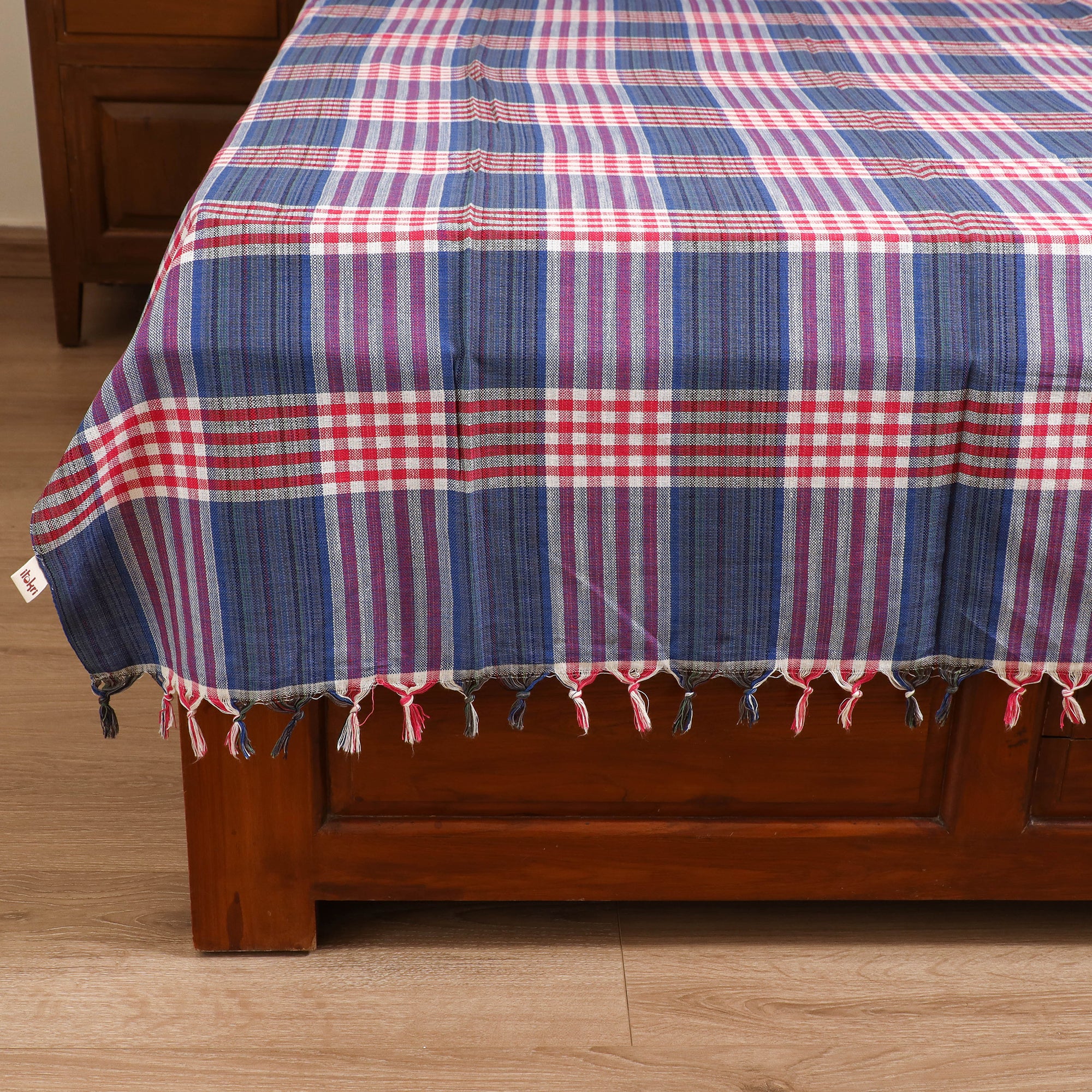 Handloom Cotton Single Bedsheet (90 x 60 in) 291 - Image 4