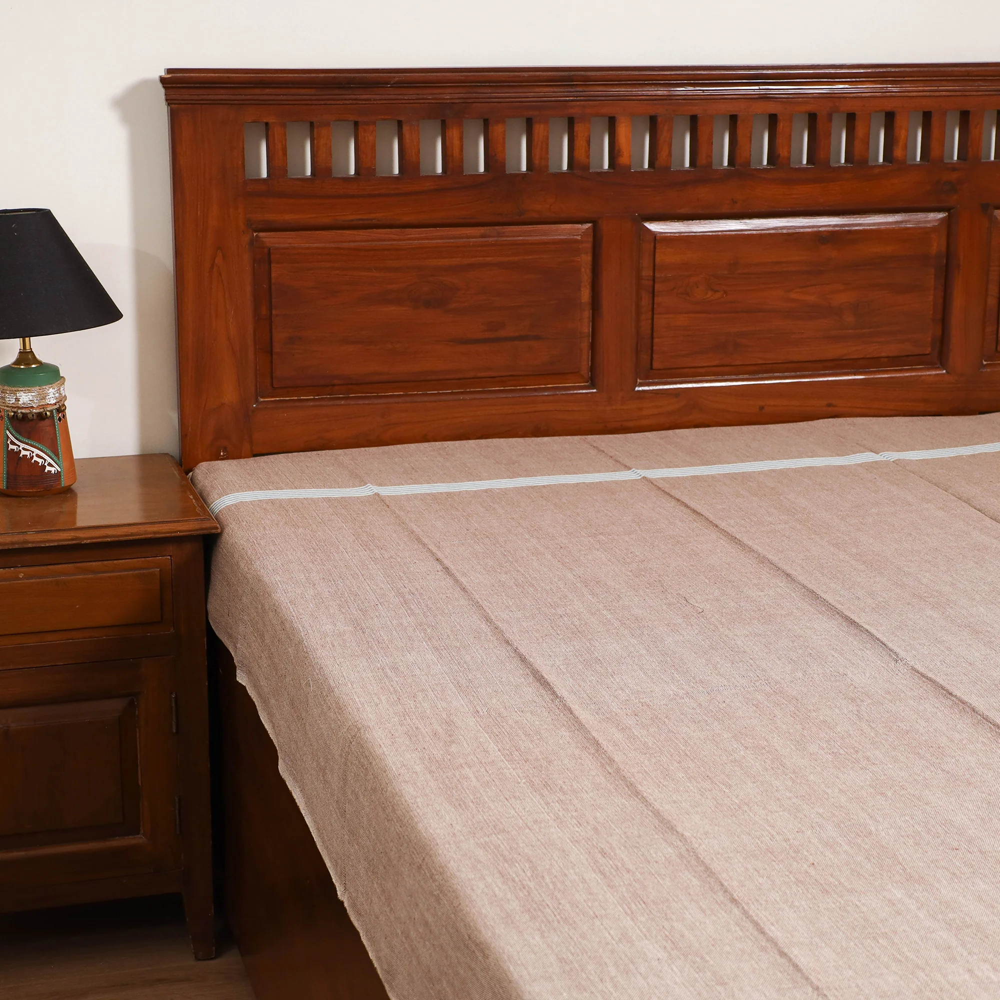 Handloom Cotton Single Bedsheet (90 x 60 in) 292 - Image 2
