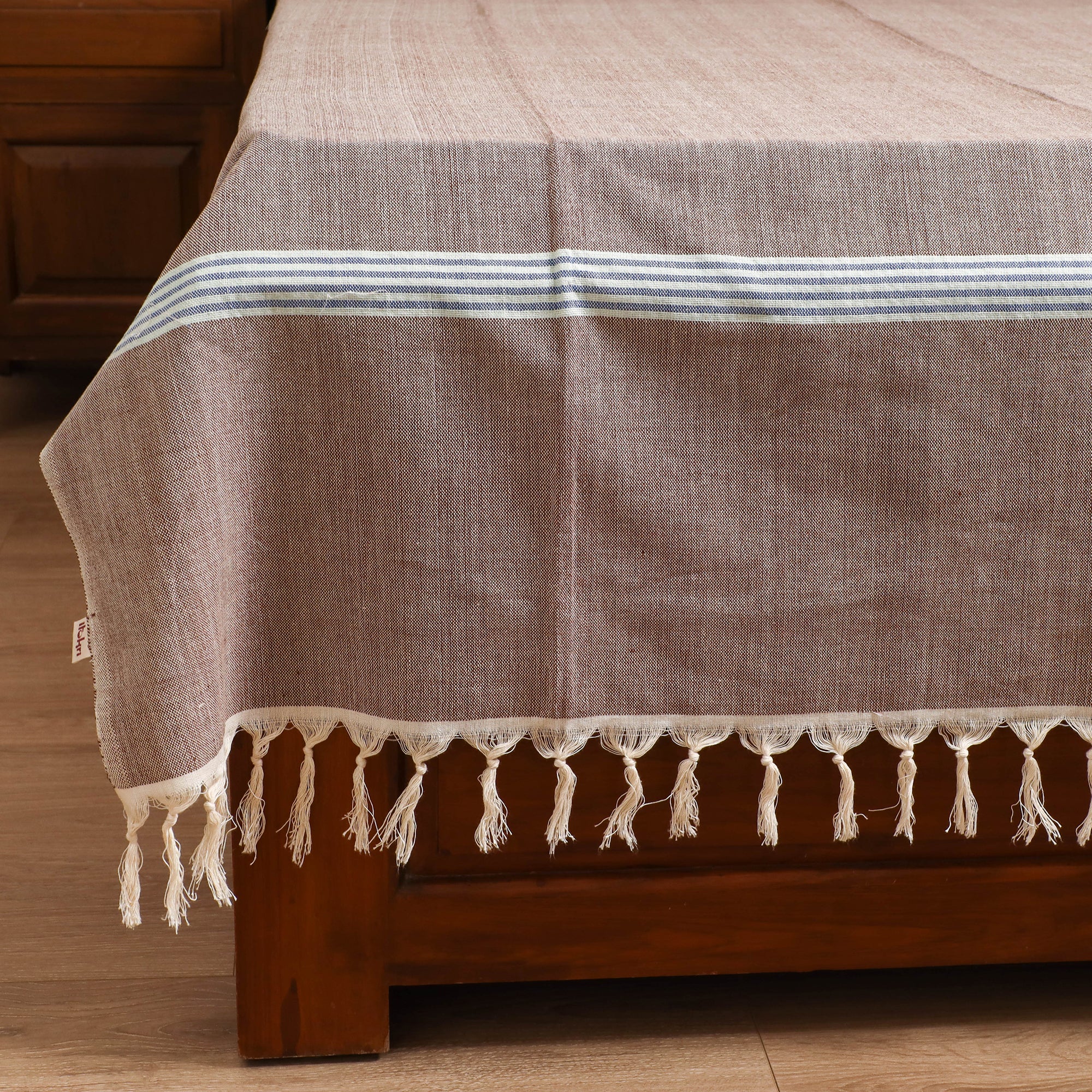 Handloom Cotton Single Bedsheet (90 x 60 in) 292 - Image 4