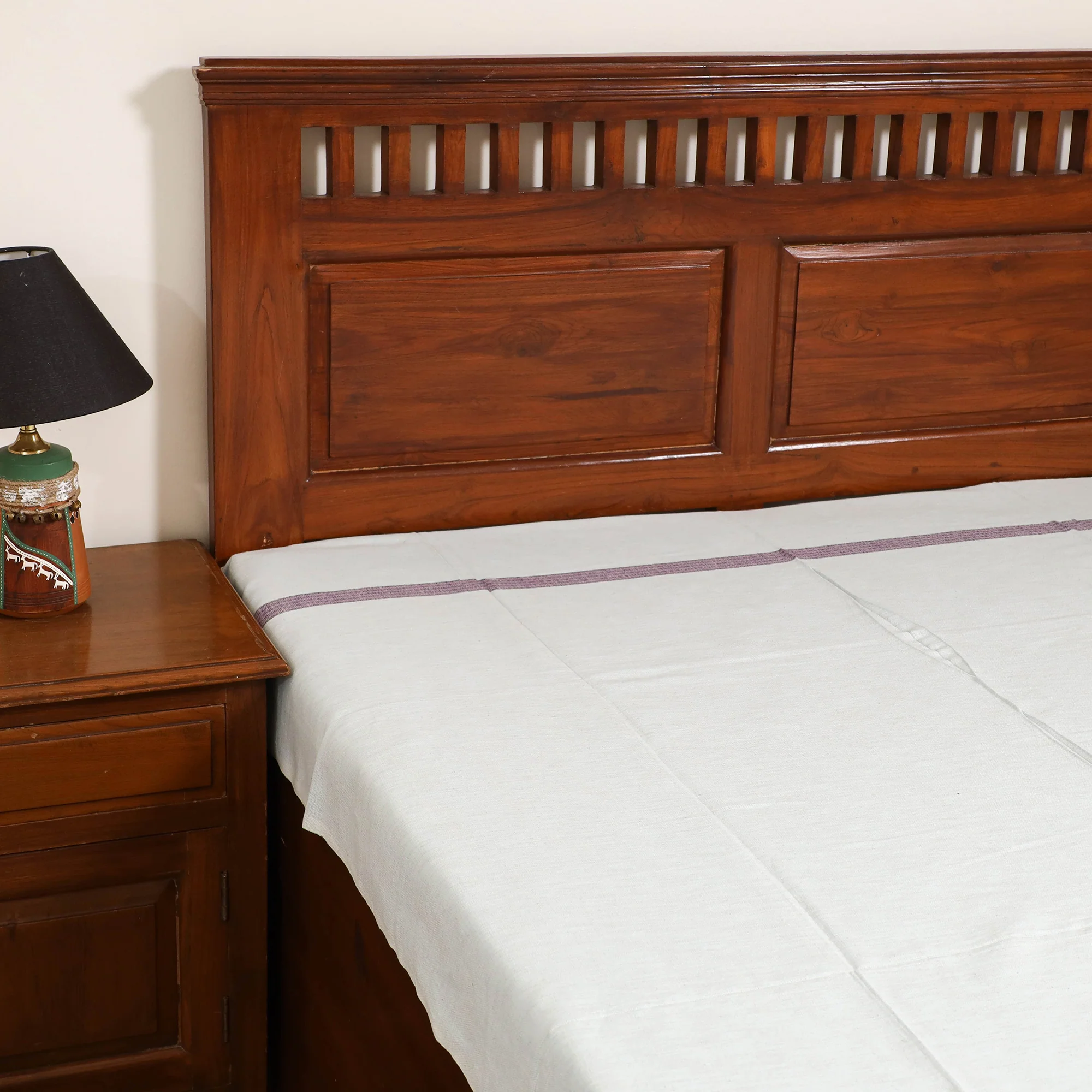 Handloom Cotton Single Bedsheet (90 x 60 in) 301 - Image 2