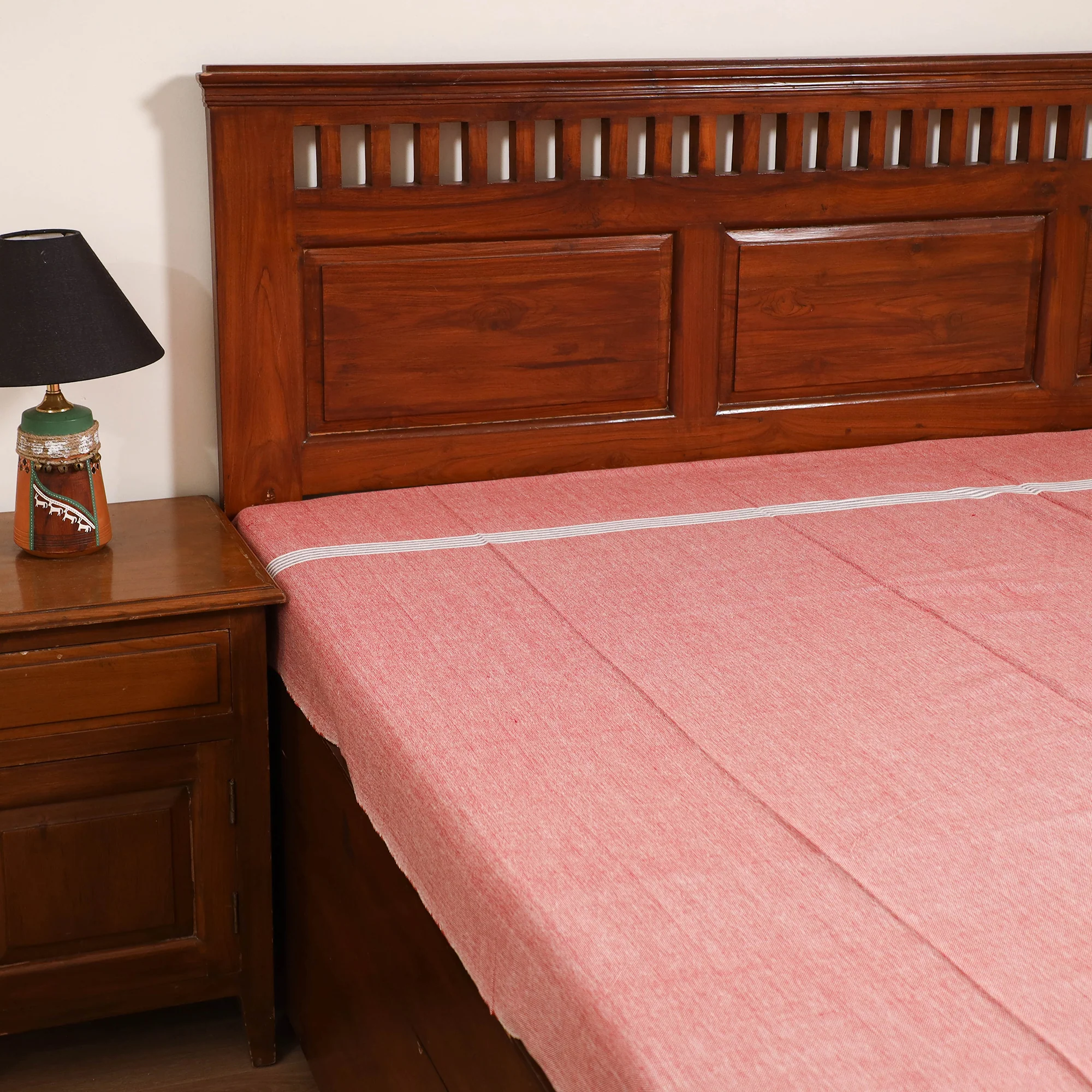 Handloom Cotton Single Bedsheet (90 x 60 in) 305 - Image 2