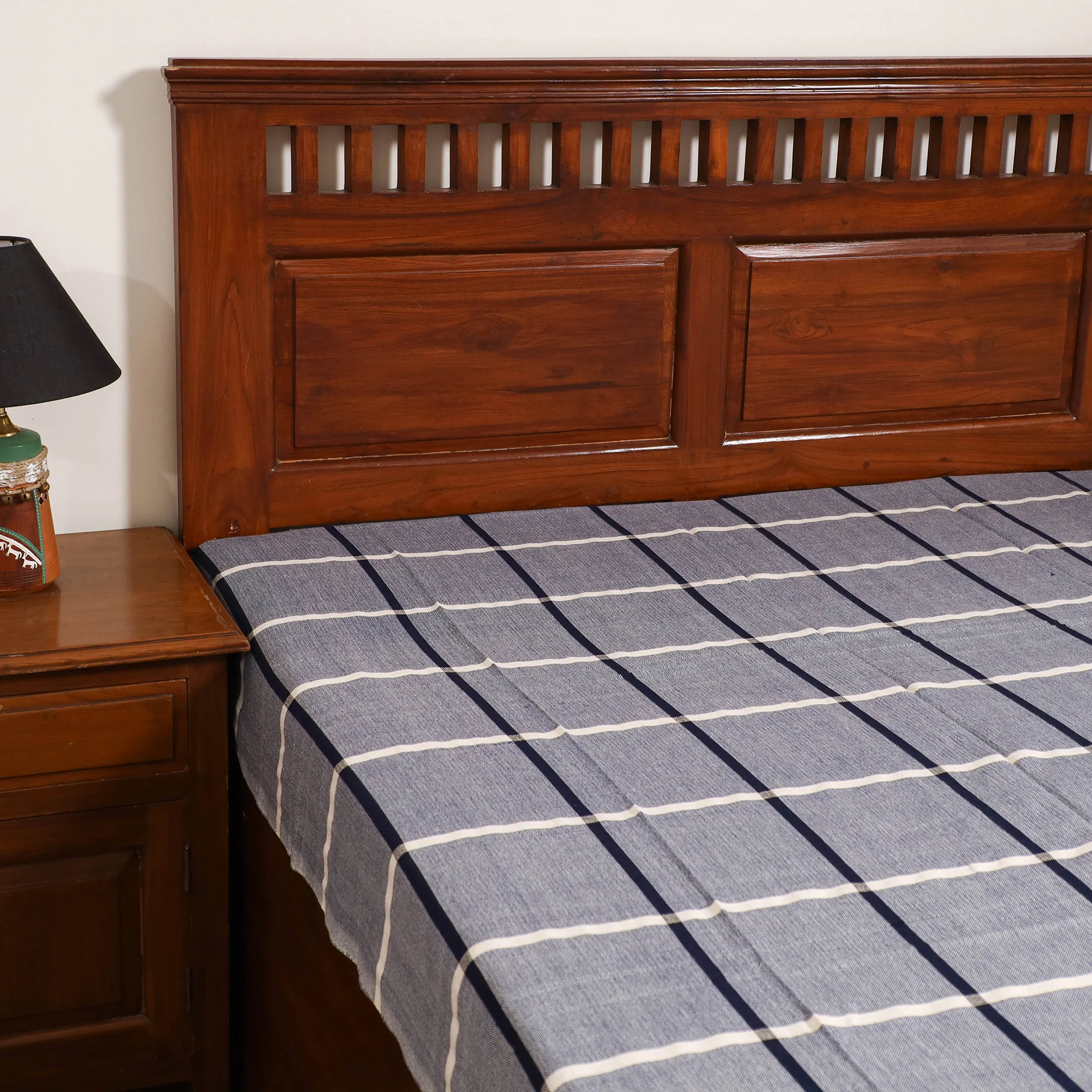 Handloom Cotton Single Bedsheet (90 x 60 in) 310 - Image 2