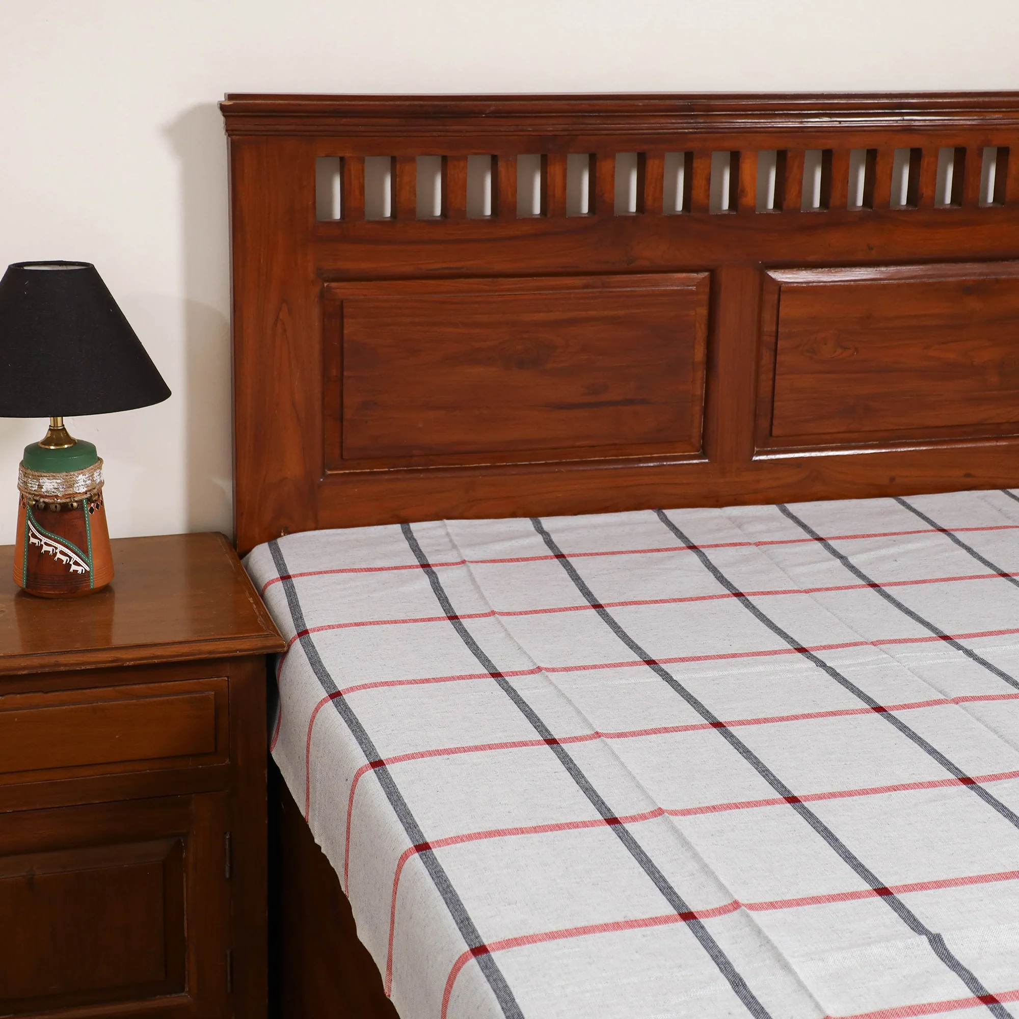 Handloom Cotton Single Bedsheet (90 x 60 in) 311 - Image 2