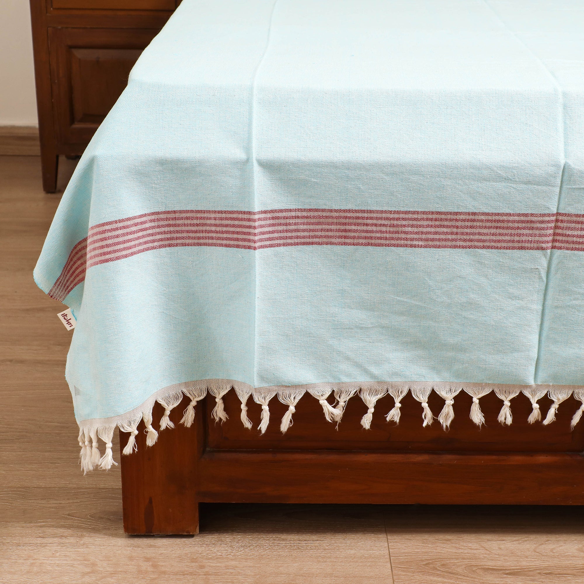Handloom Cotton Single Bedsheet (90 x 60 in) 316 - Image 4