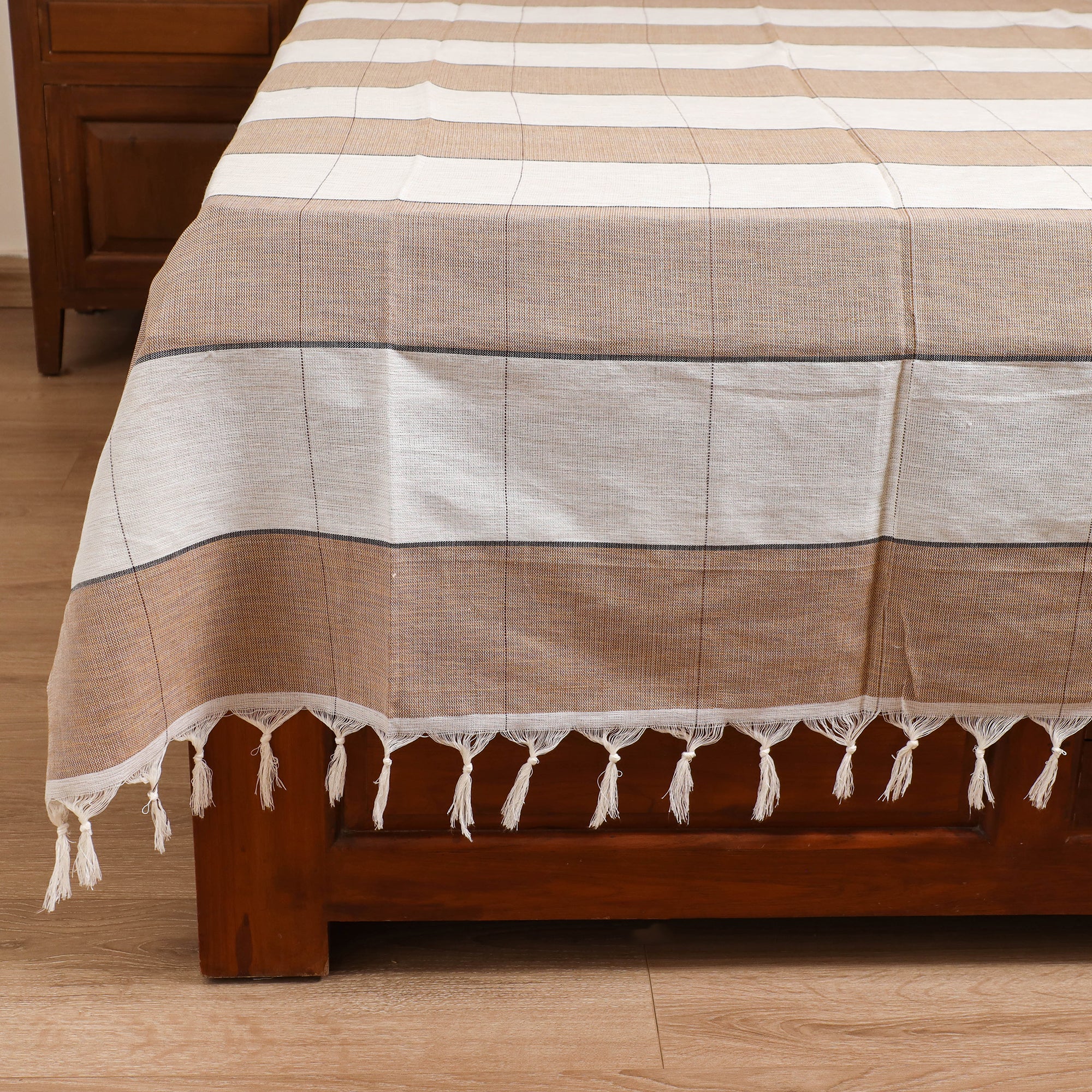 Handloom Cotton Single Bedsheet (90 x 60 in) 319 - Image 4