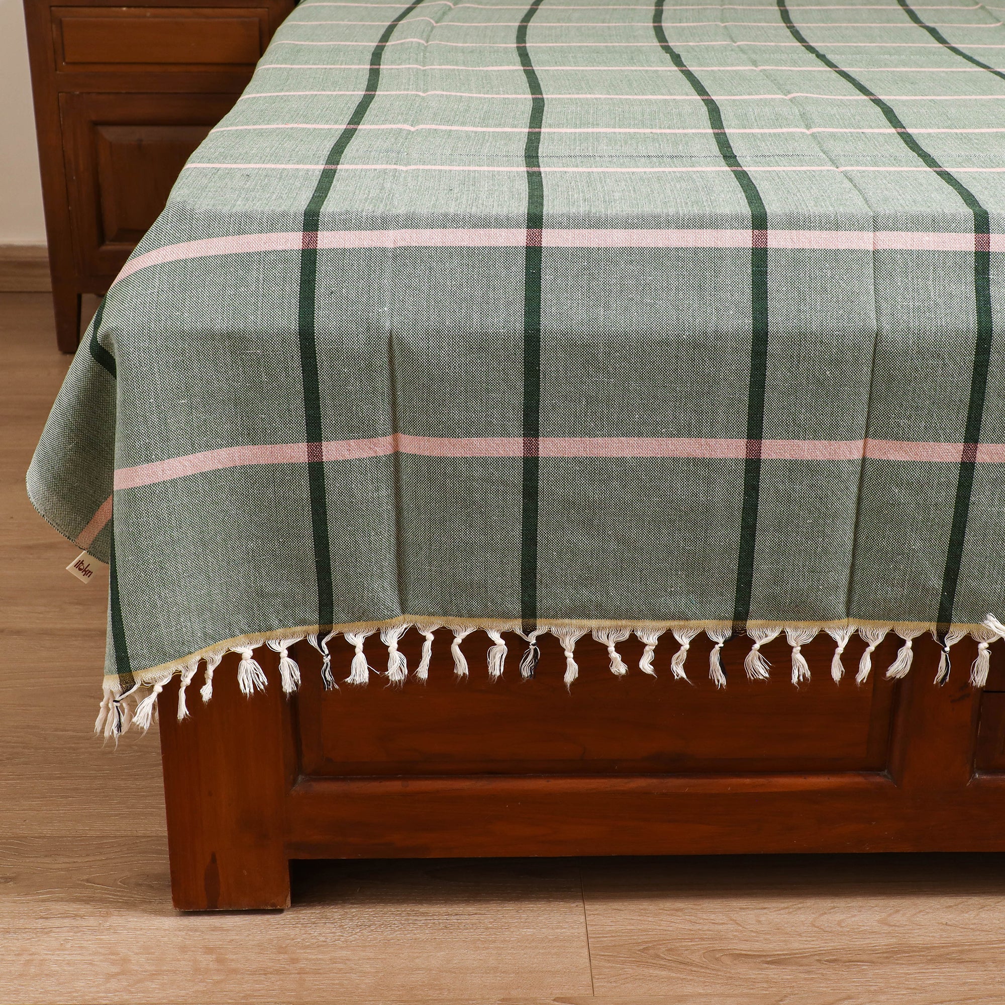 Handloom Cotton Single Bedsheet (90 x 60 in) 330 - Image 4