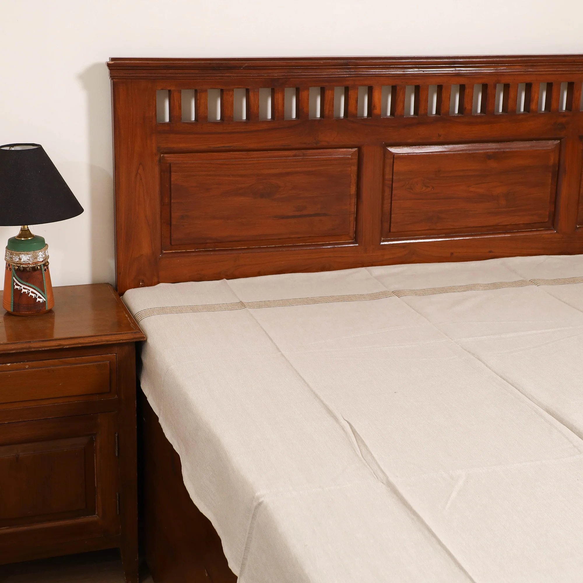 Handloom Cotton Single Bedsheet (90 x 60 in) 331 - Image 2