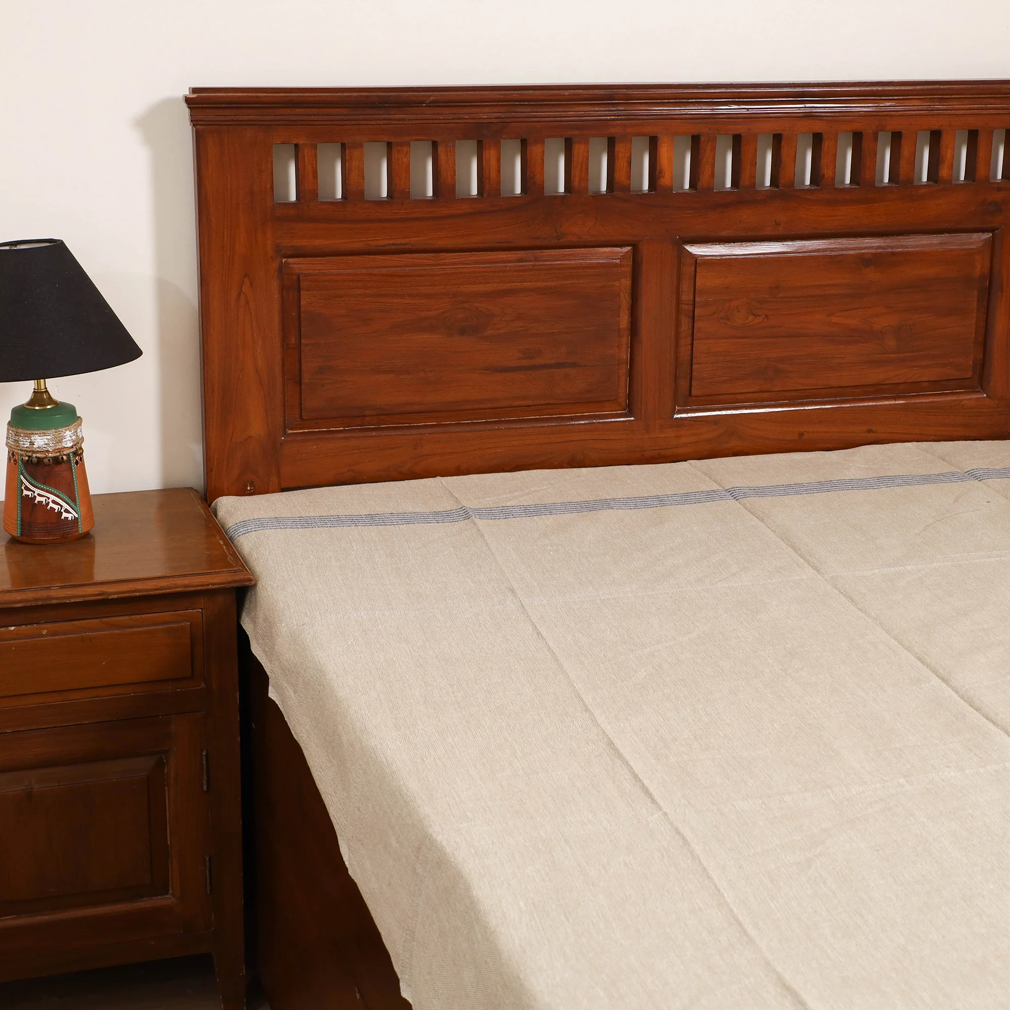 Handloom Cotton Single Bedsheet (90 x 60 in) 343 - Image 2