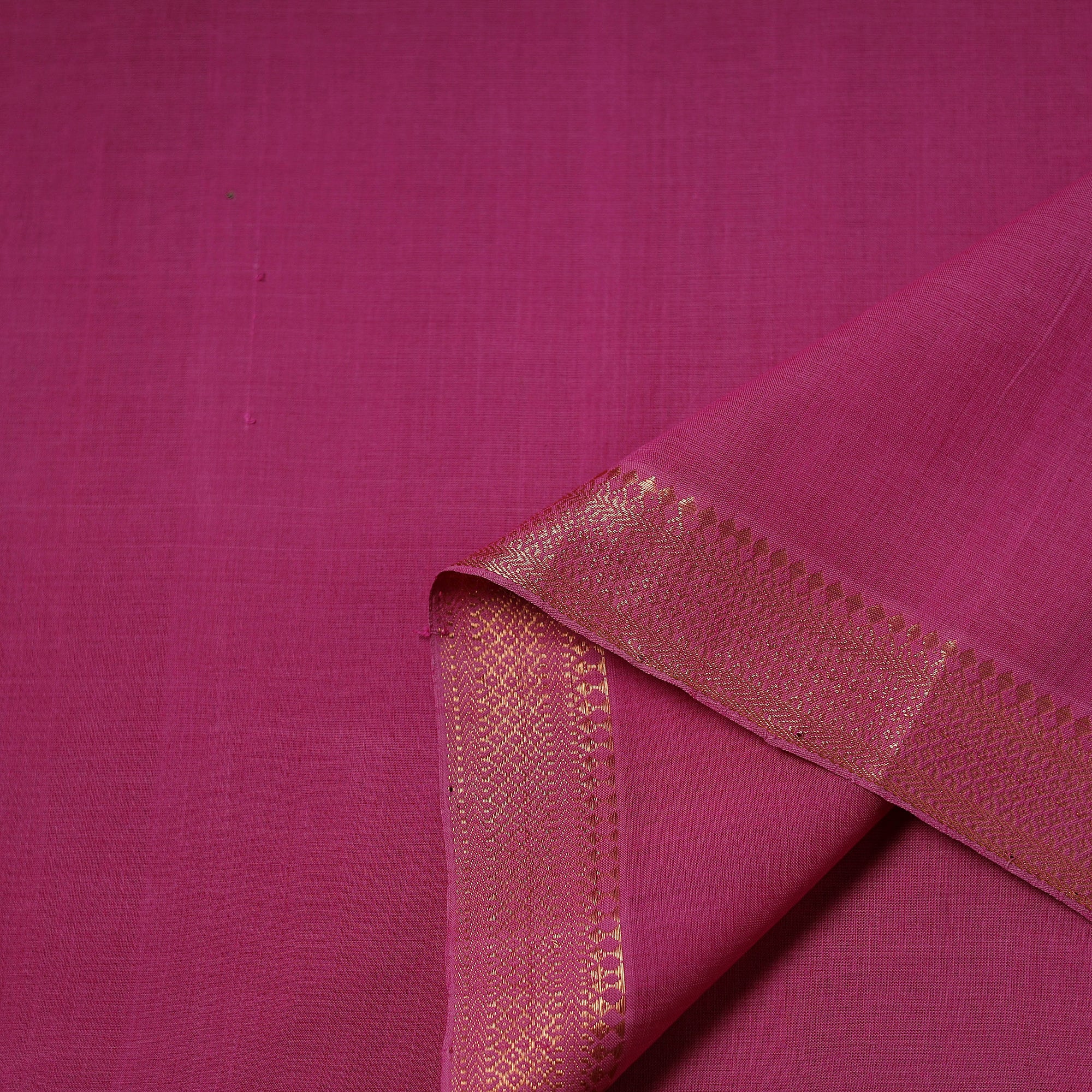 PInk - Handloom Mangalagiri Cotton Fabric with Nizam Zari Border 09 - Image 3