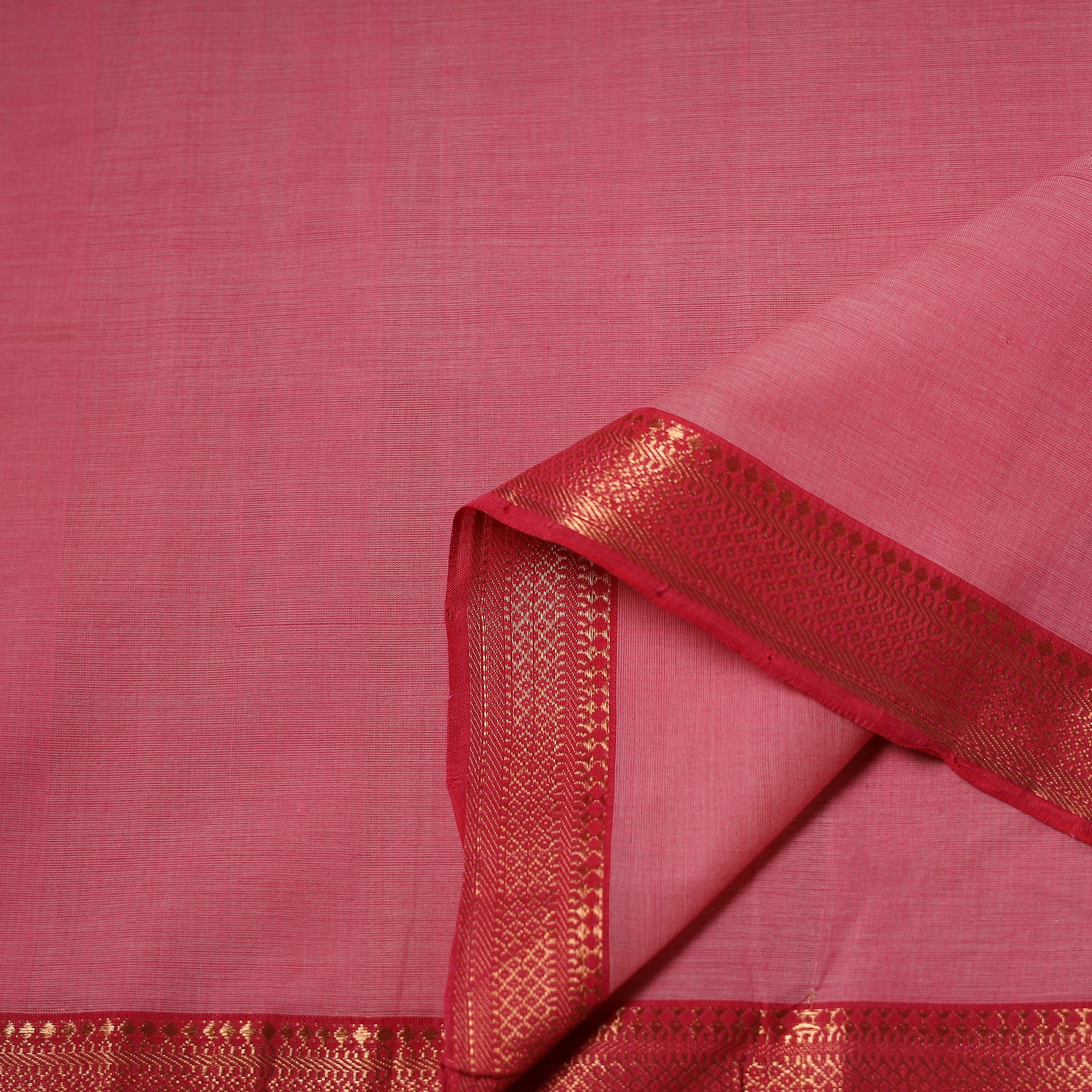Handloom Mangalagiri Cotton Fabric with Nizam Zari Border 35 - Image 3