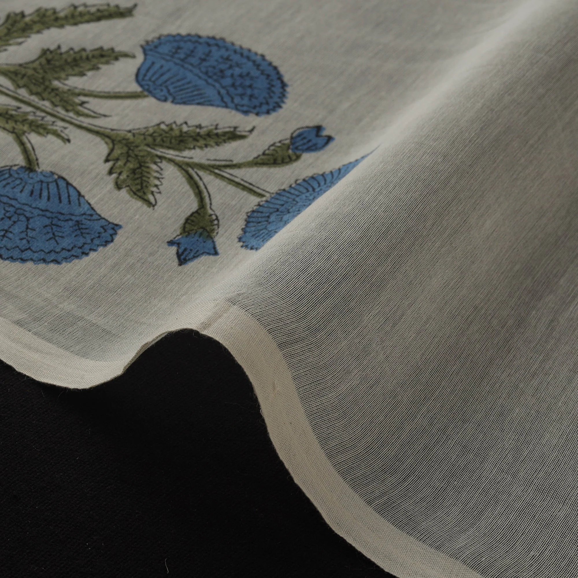 Handloom Mul Chanderi Mughal Butta Hand Block Sanganeri Print Fabric 04 - Image 4