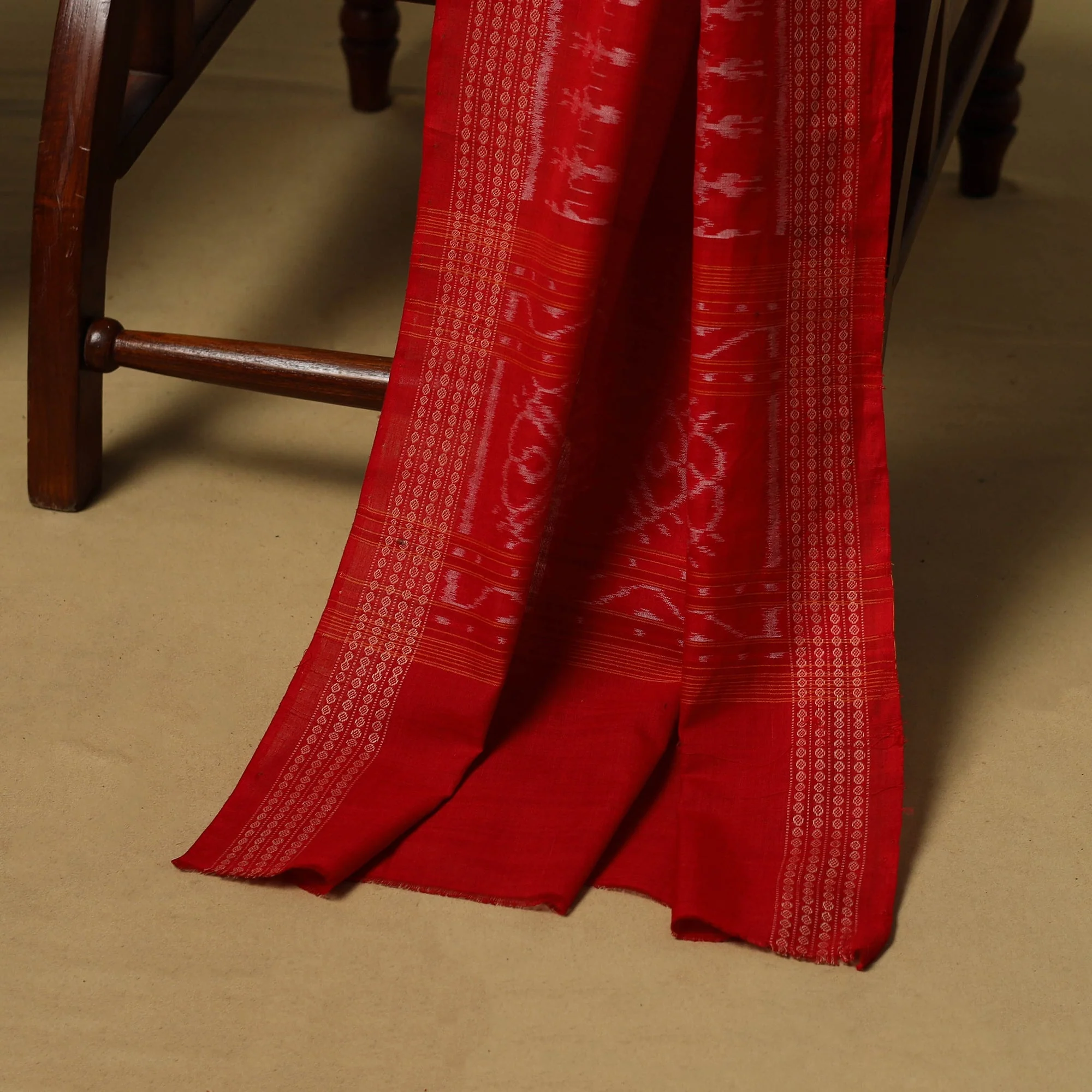 Green - Handloom Sambalpuri Ikat Cotton 3pc Unstitched Dress Material 07 - Image 4