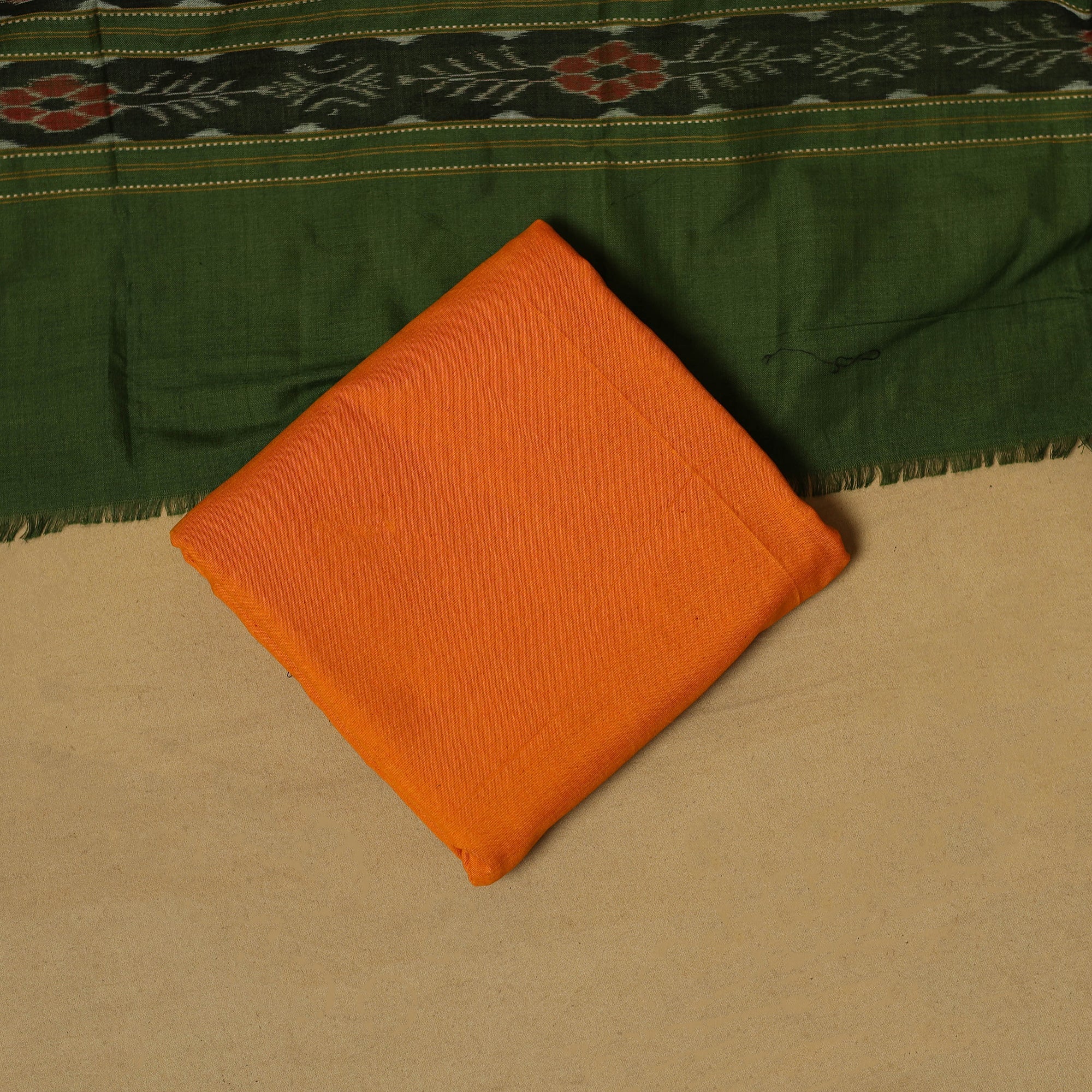 Green - Handloom Sambalpuri Ikat Cotton 3pc Unstitched Dress Material 20 - Image 5