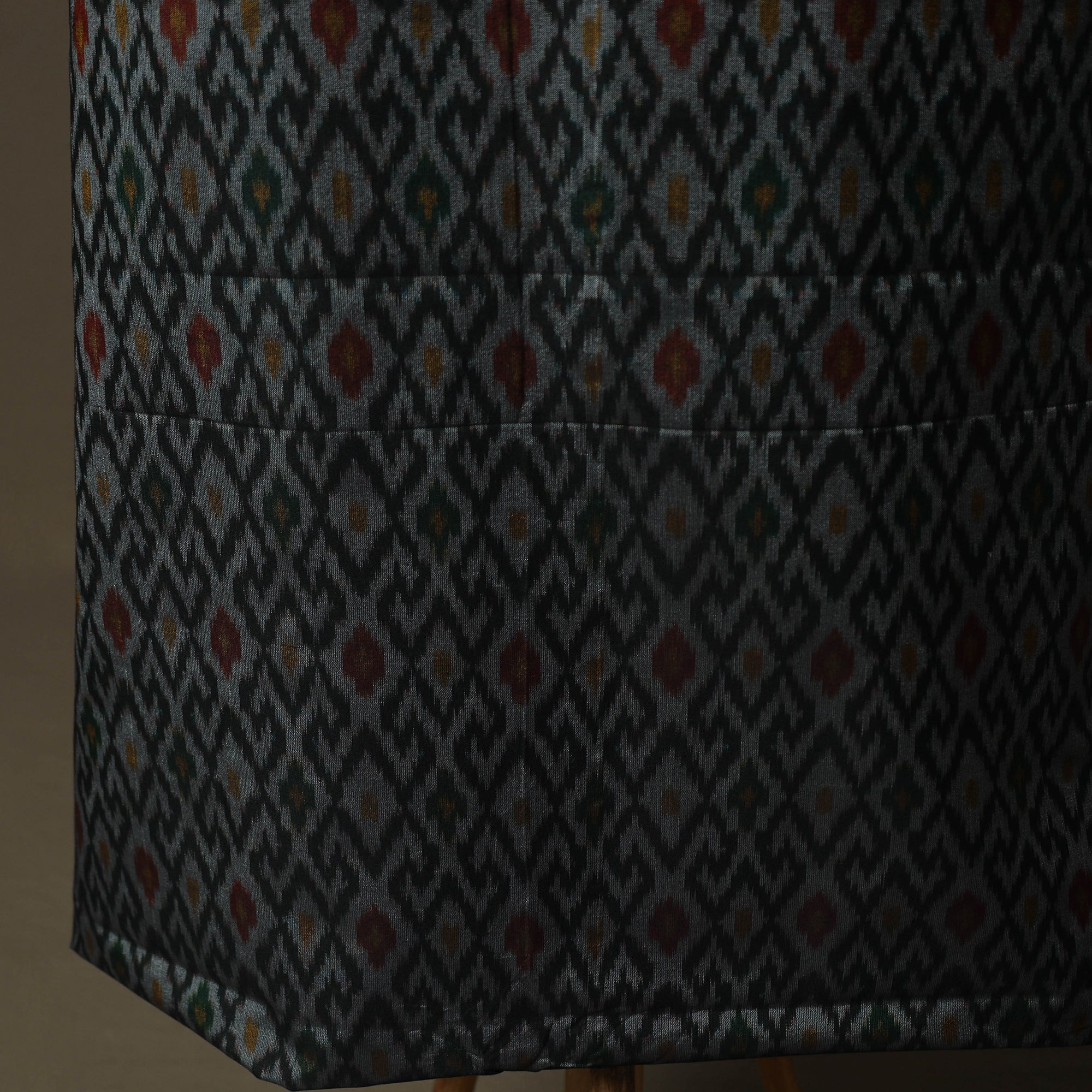 Black - Handloom Sico Pochampally Ikat 2pc Unstitched Dress Material Kurta Set 12 - Image 5