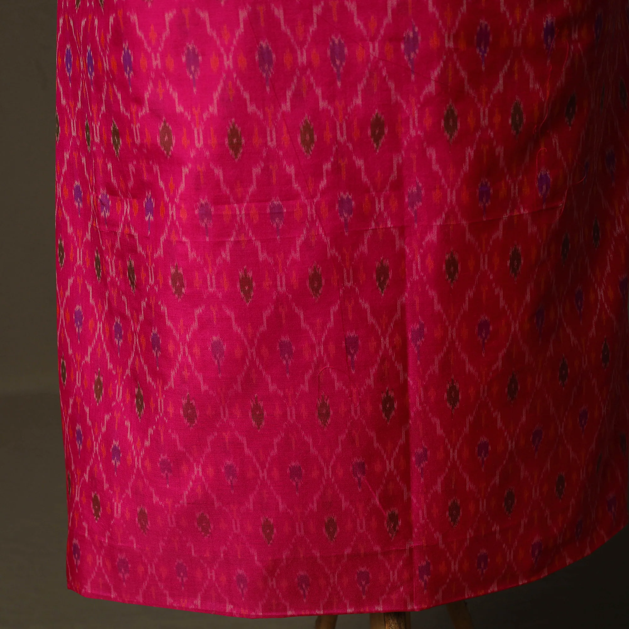PInk - Handloom Sico Pochampally Ikat 2pc Unstitched Dress Material Kurta Set 17 - Image 5