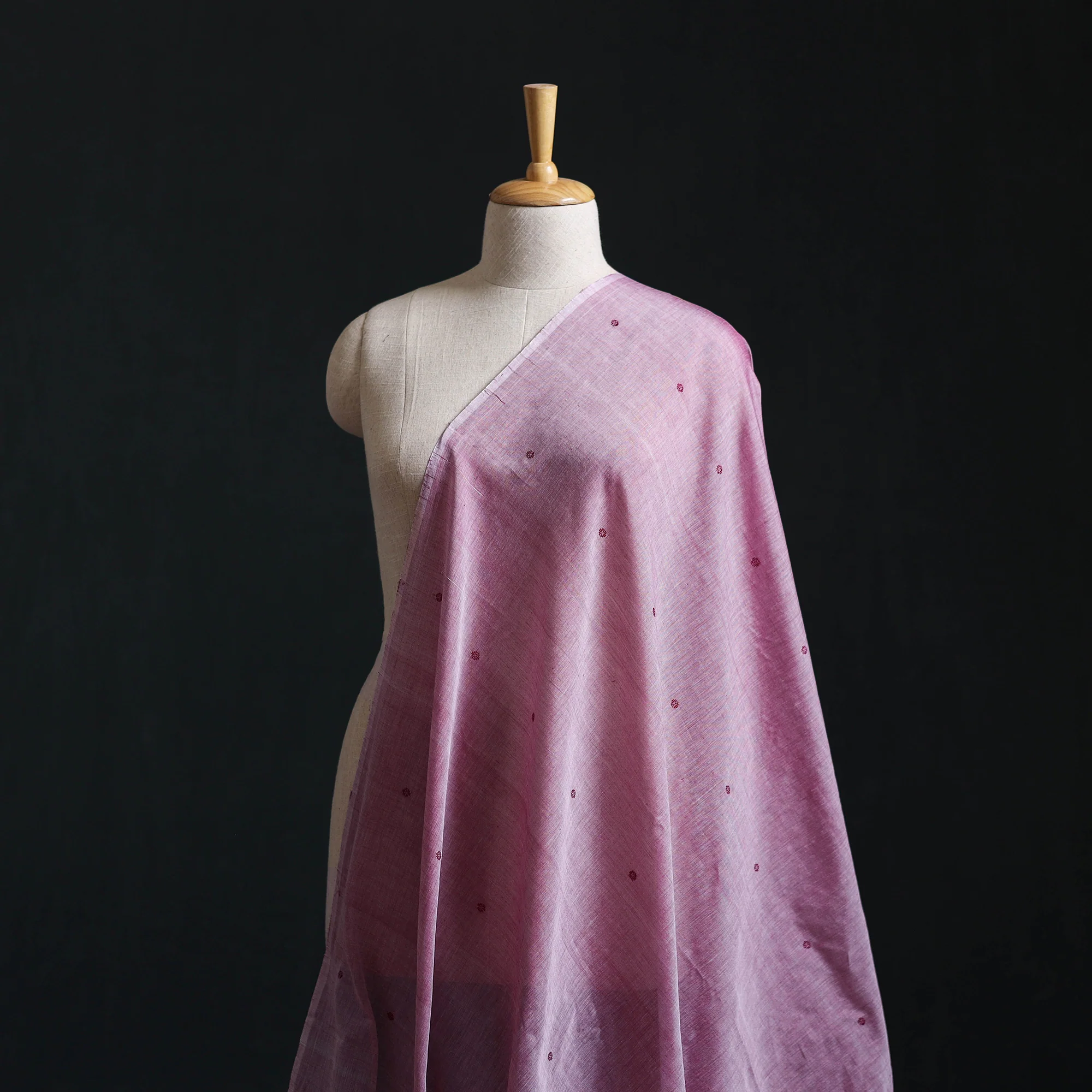 Pink - Handloom Thread Buti Mercerised Cotton Chanderi Fabric 06 - Image 2