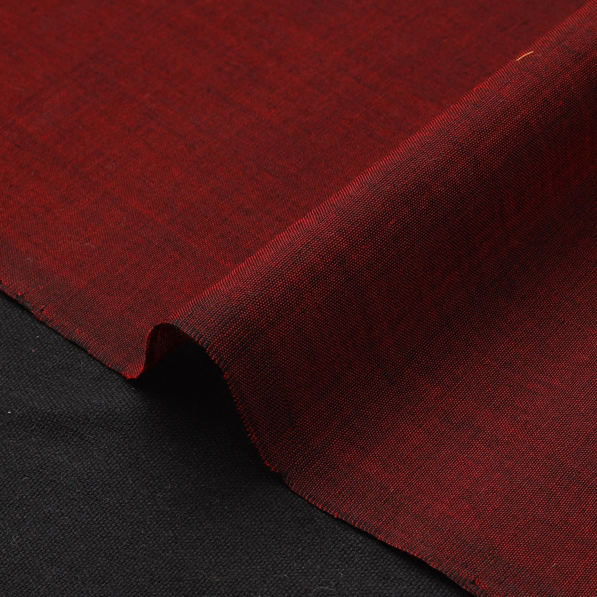 Red - Handloom Zari Buti Mercerised Cotton Chanderi Fabric 08 - Image 4