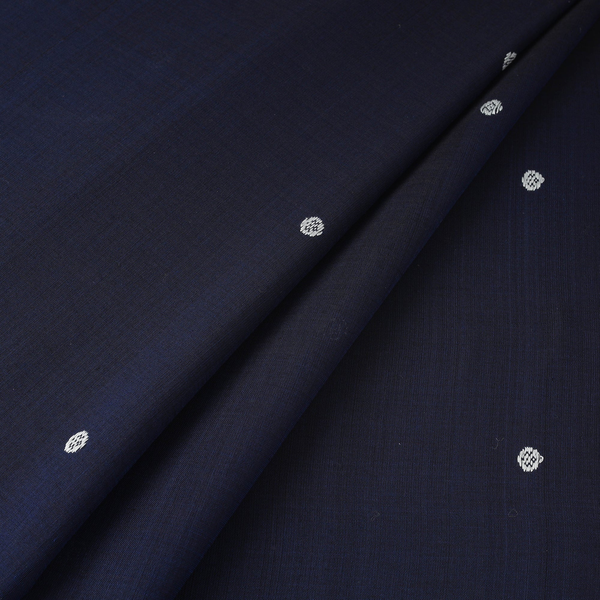 Blue - Handloom Zari Buti Mercerised Cotton Chanderi Fabric 10 - Image 2