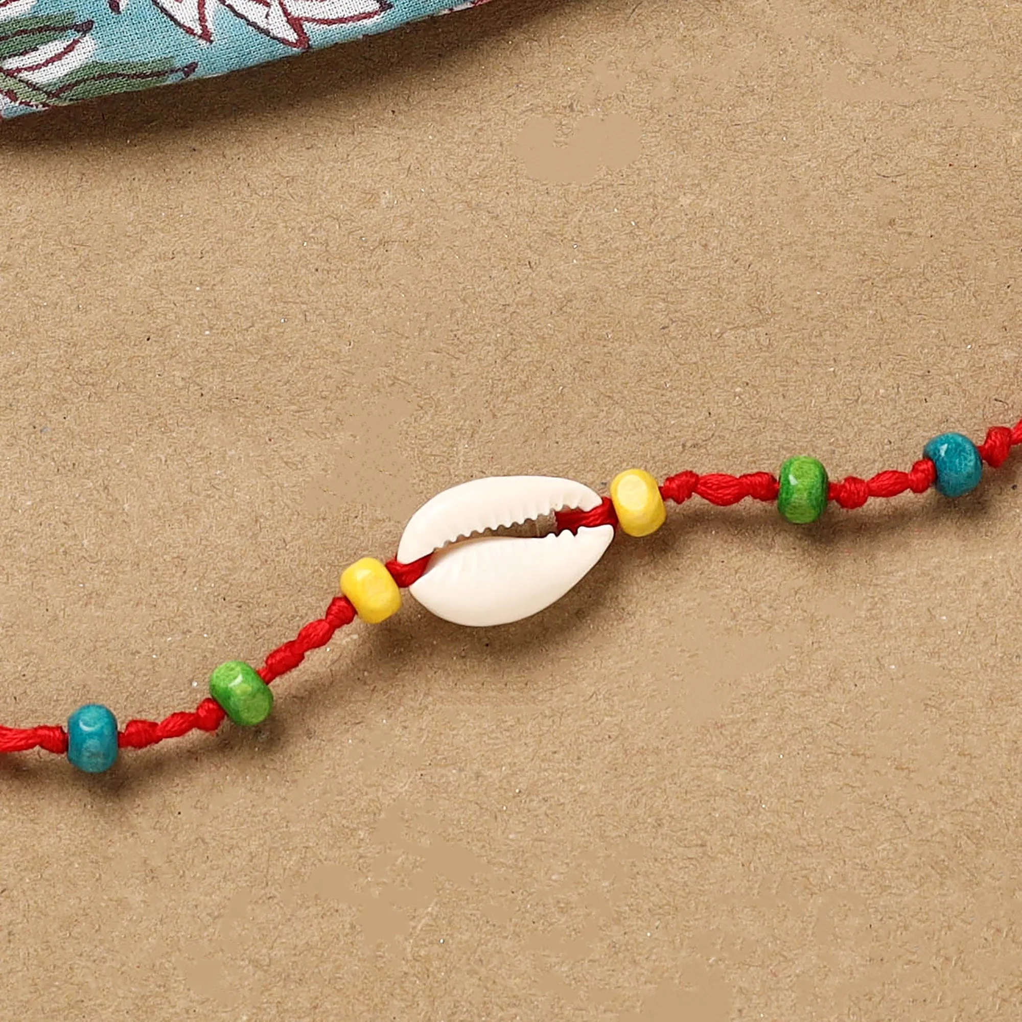 Handmade Beads Shell Work Rakhi 139 - Image 2