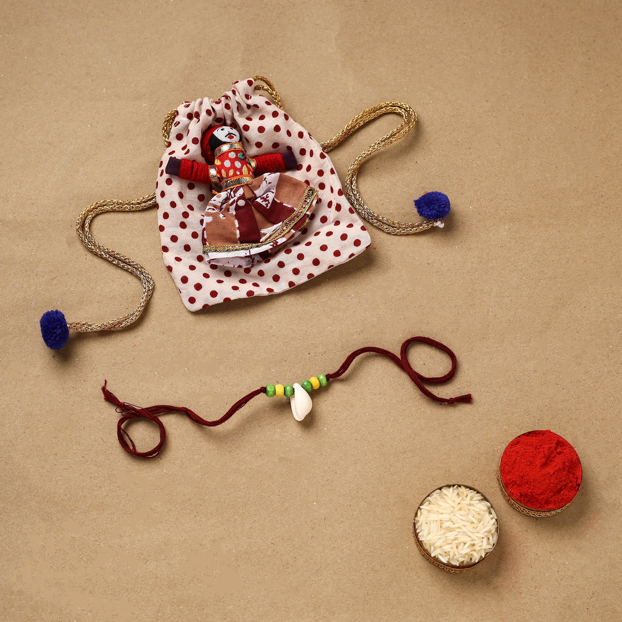 Handmade Beads Shell Work Rakhi 142