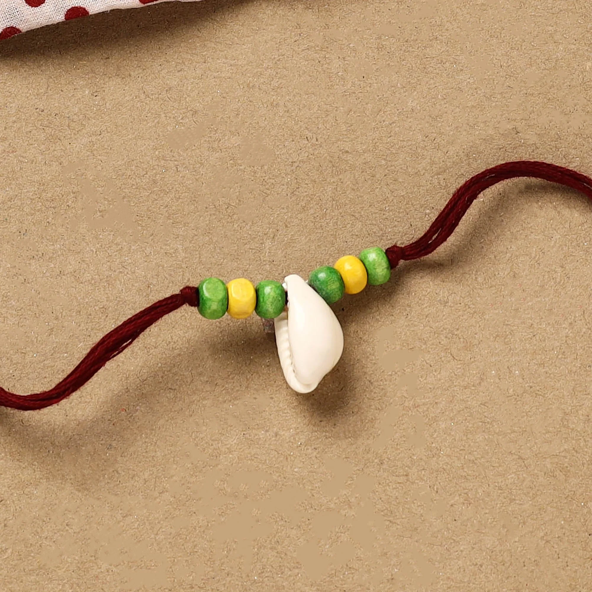 Handmade Beads Shell Work Rakhi 142 - Image 2