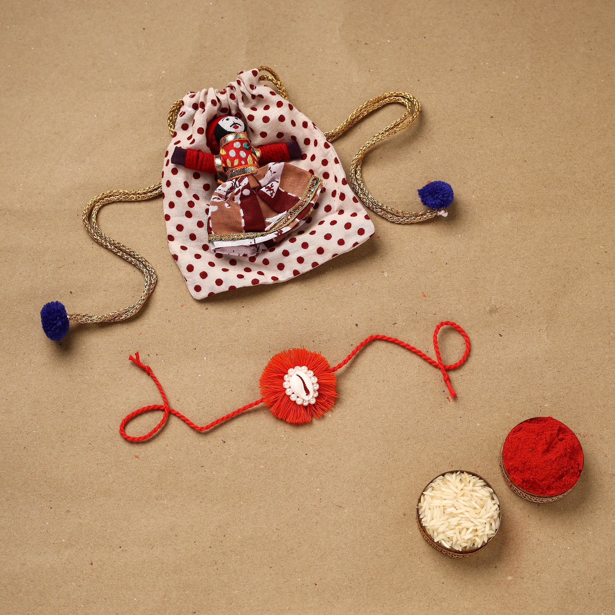 Flower - Handmade Beads Shell Work Rakhi 147