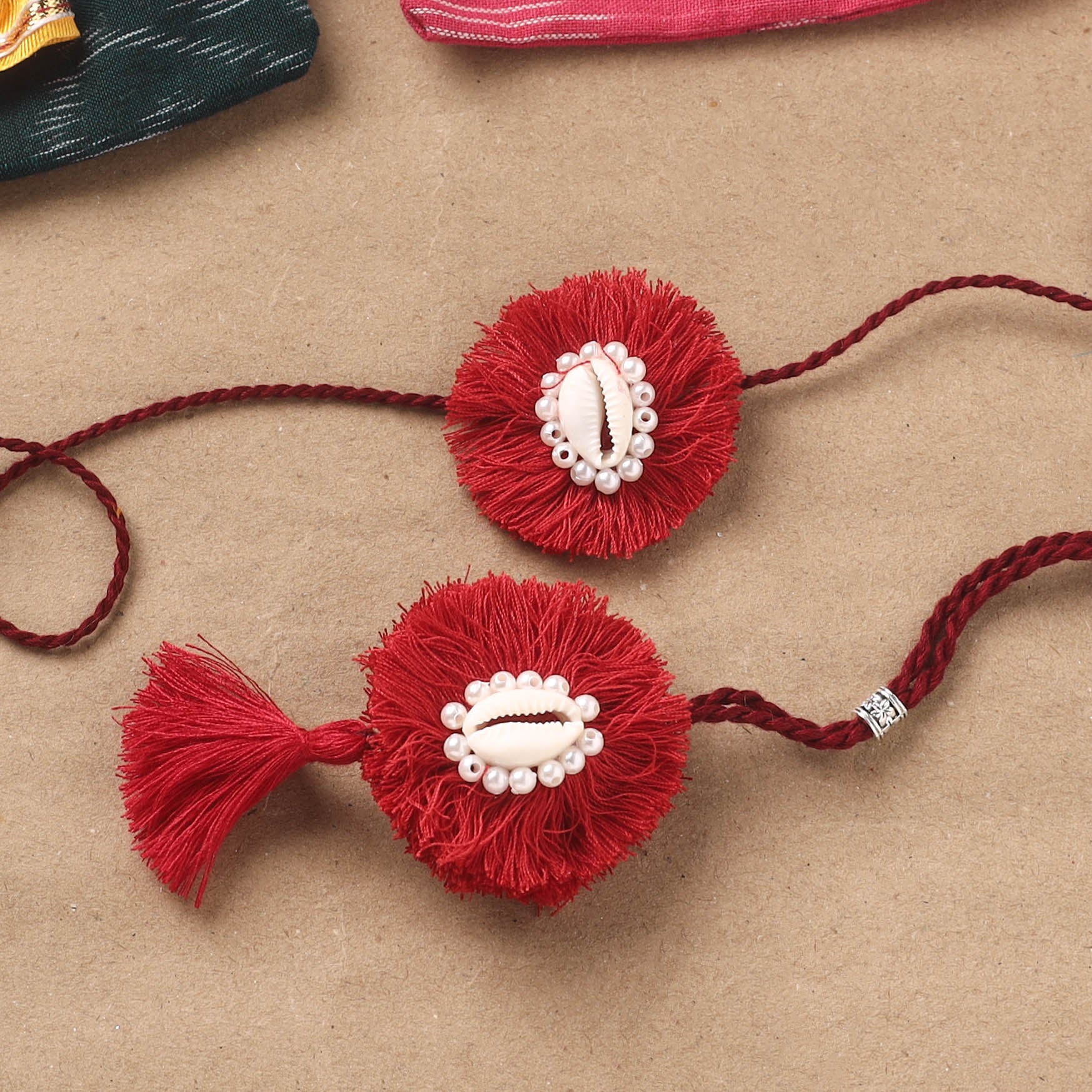 Handmade Beads Shell Work Rakhi & Lumba Set 108 - Image 2