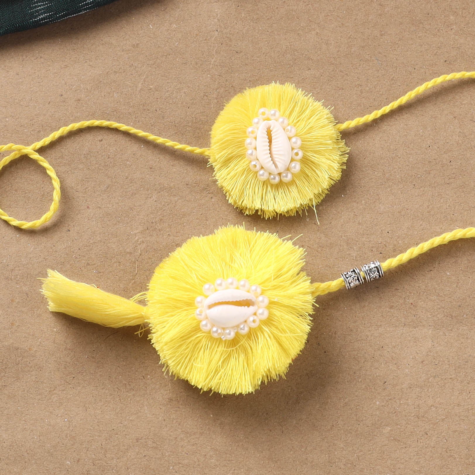 Handmade Beads Shell Work Rakhi & Lumba Set 110 - Image 2