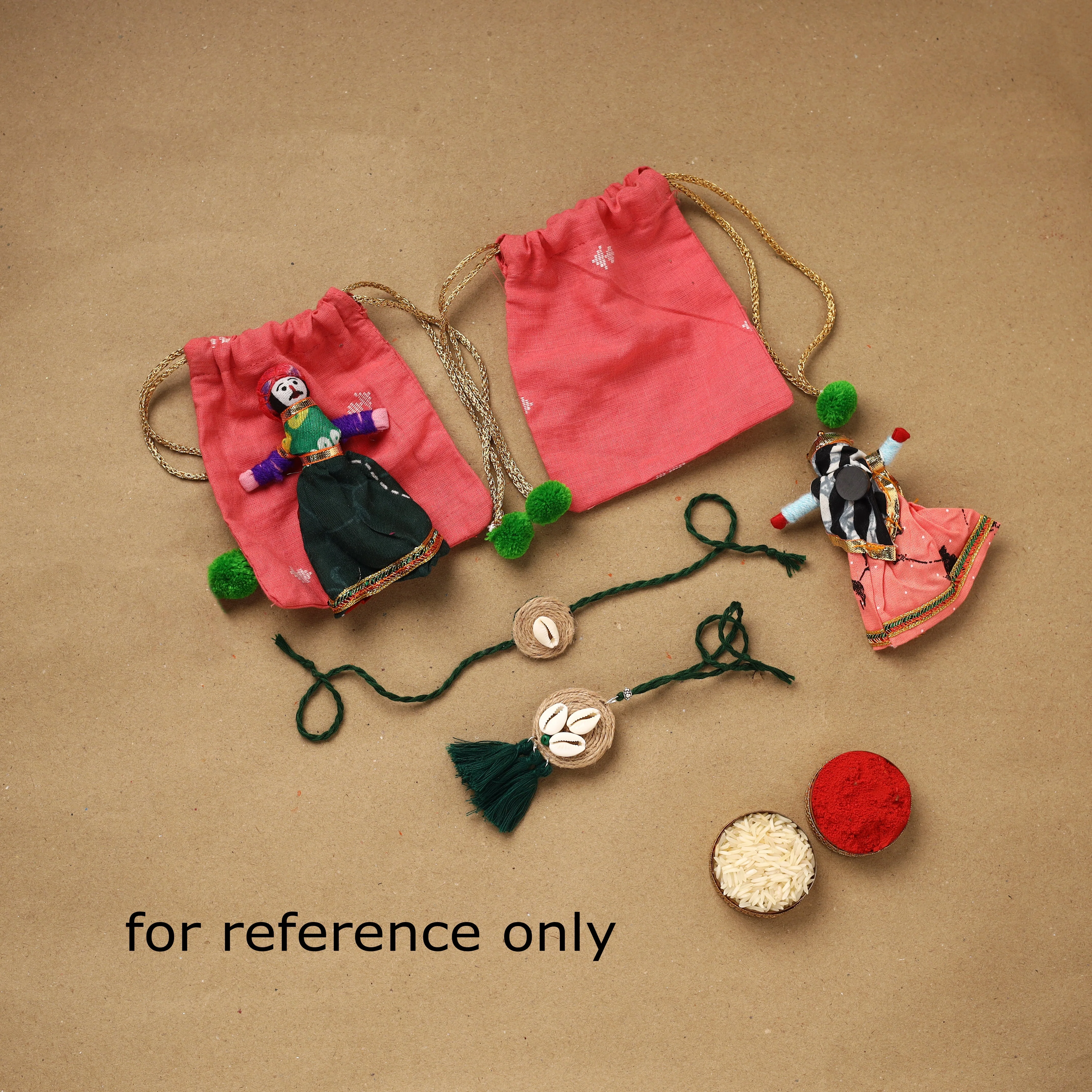 Flower - Handmade Beads Shell Work Rakhi & Lumba Set 113 - Image 3