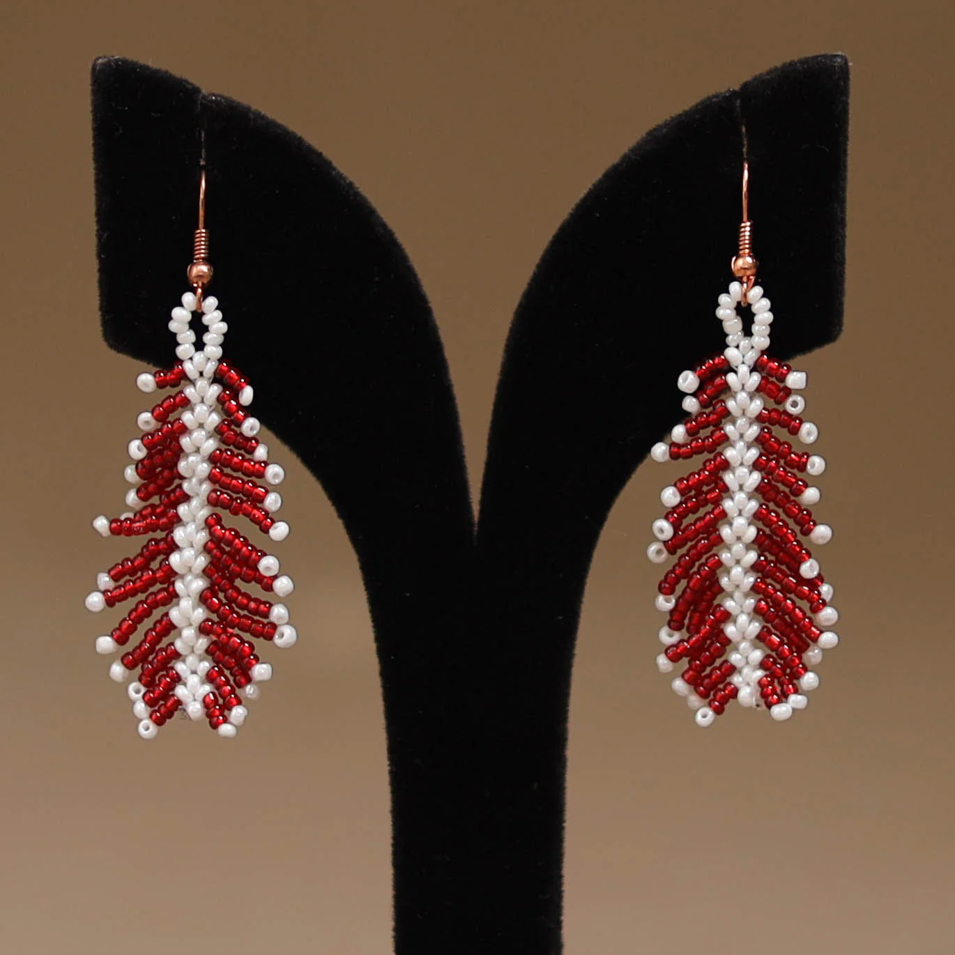 Red - Handmade Beadwork Earrings 02 - Image 2