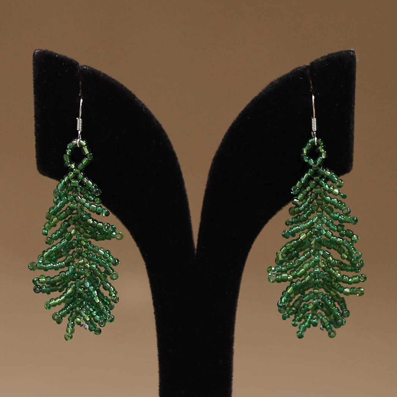 Green - Handmade Beadwork Earrings 08 - Image 2