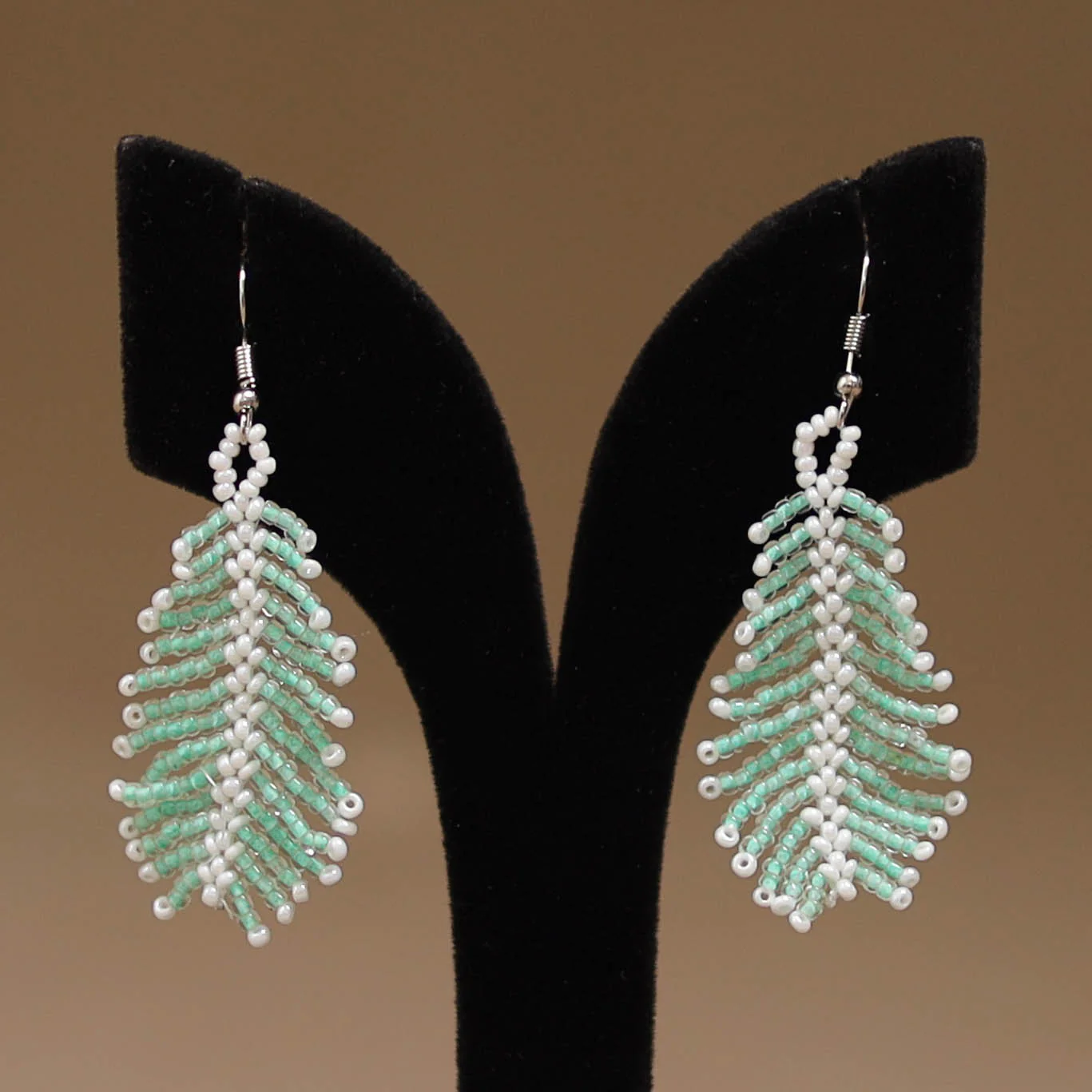 Green - Handmade Beadwork Earrings 09 - Image 2