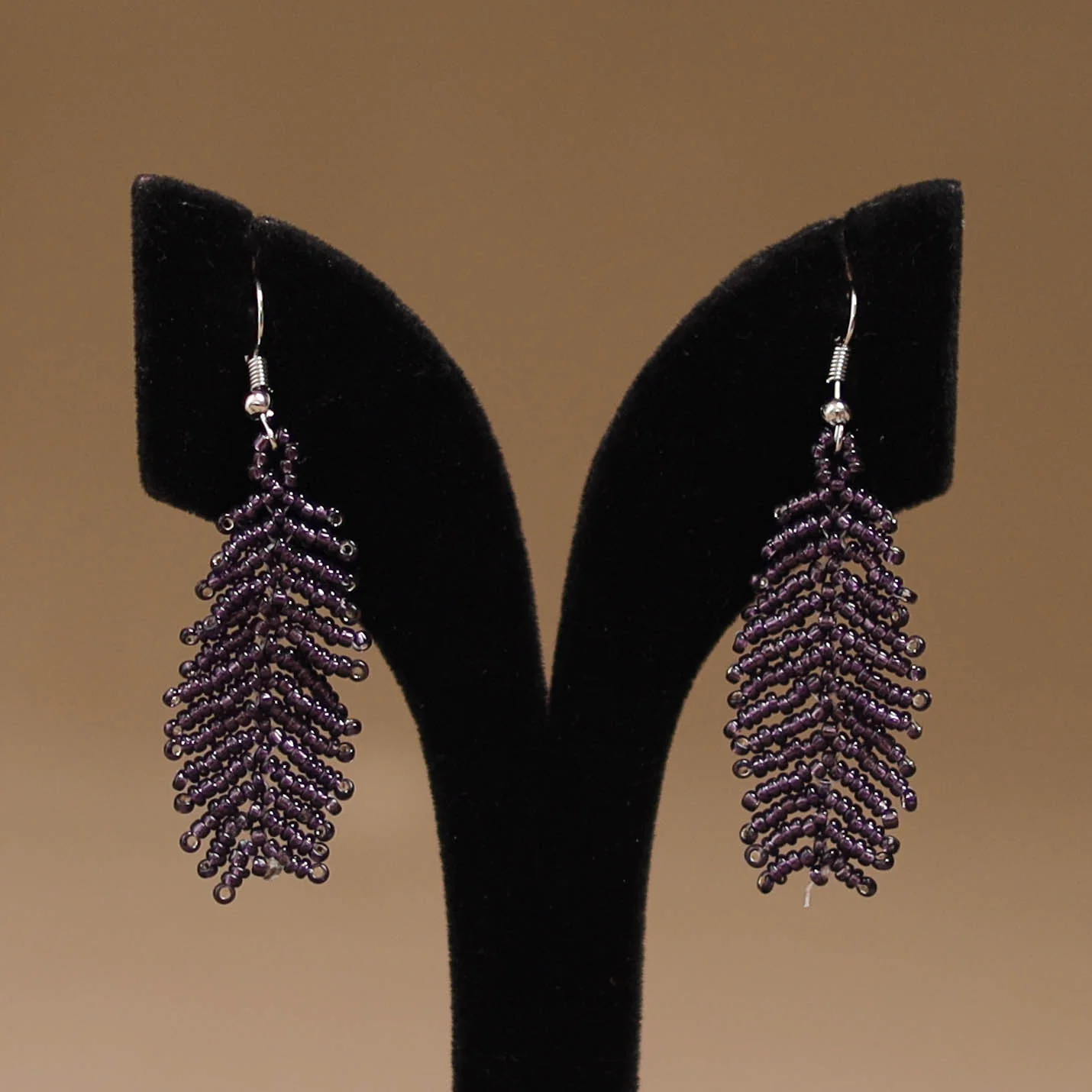 Purple - Handmade Beadwork Earrings 15 - Image 2