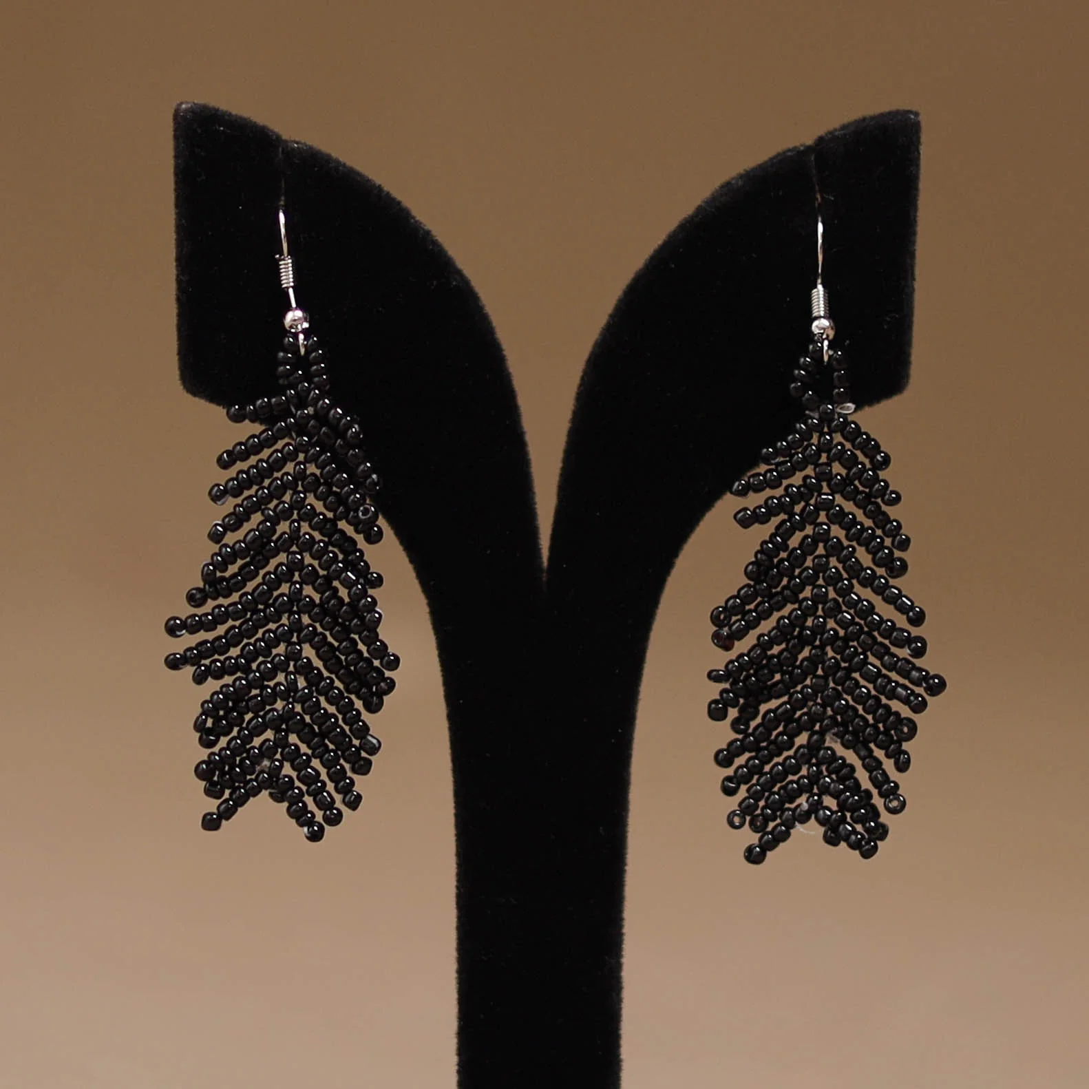 Black - Handmade Beadwork Earrings 20 - Image 2