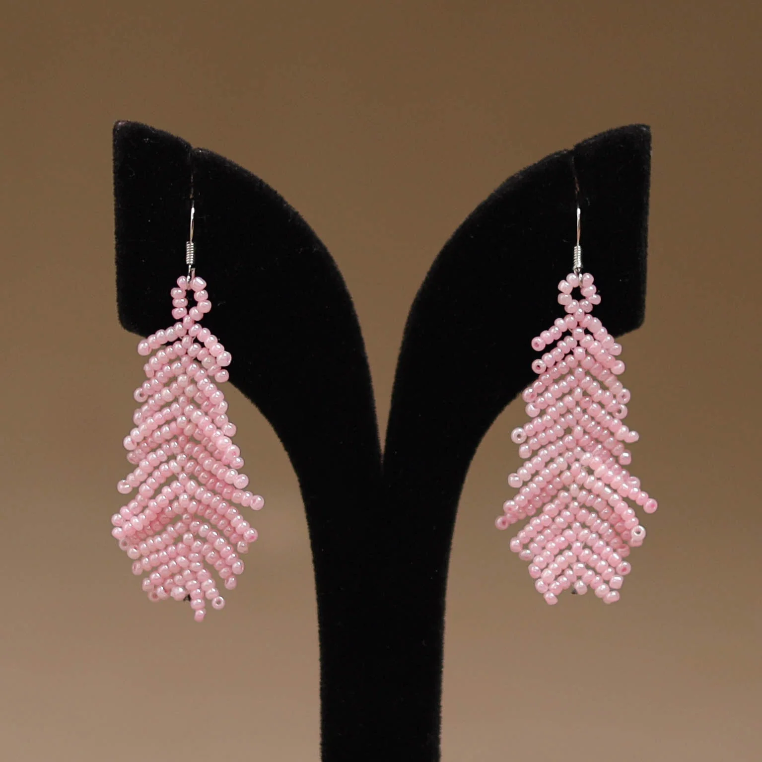 Pink - Handmade Beadwork Earrings 22 - Image 2